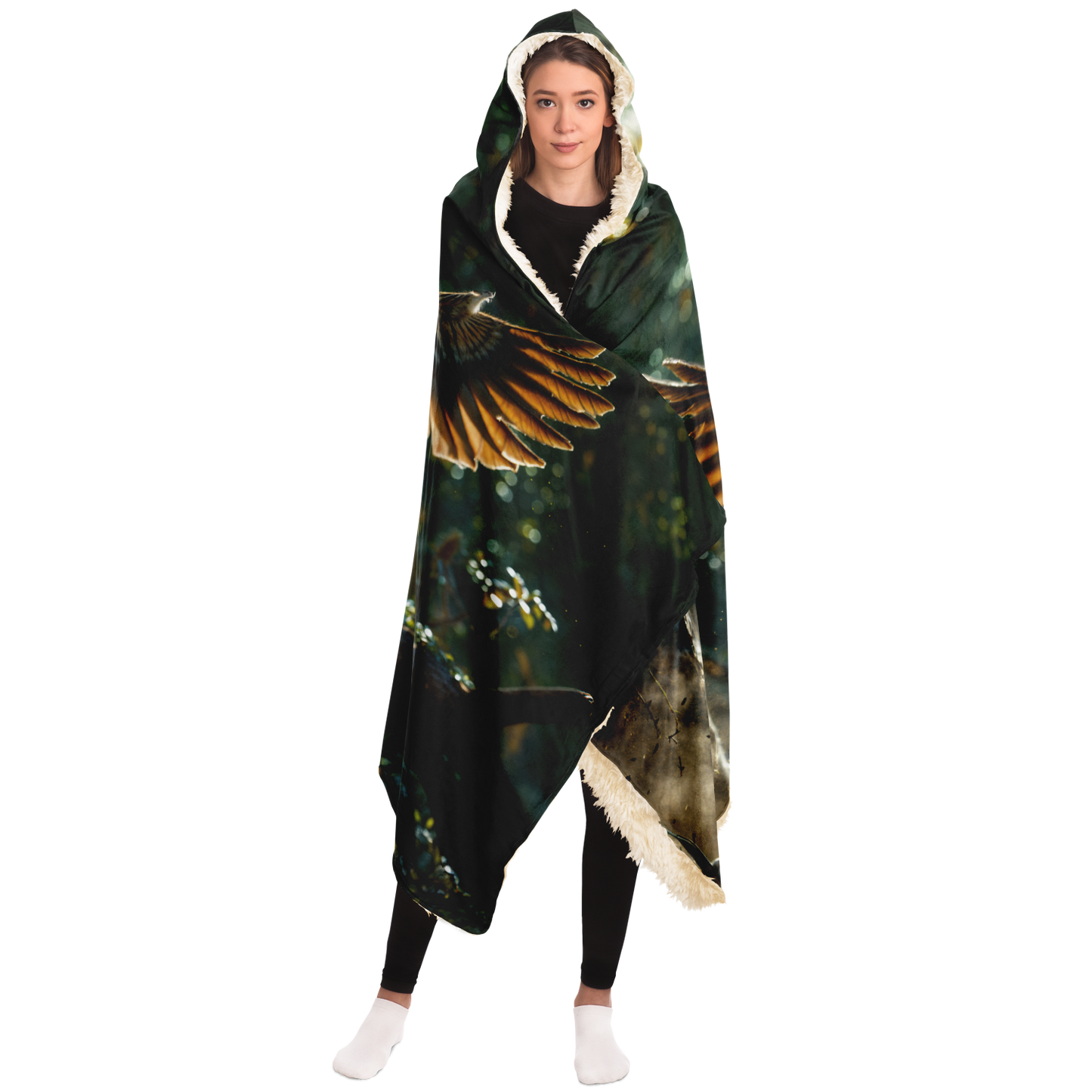 Winged Jungle Tiger Hooded Blanket Sherpa