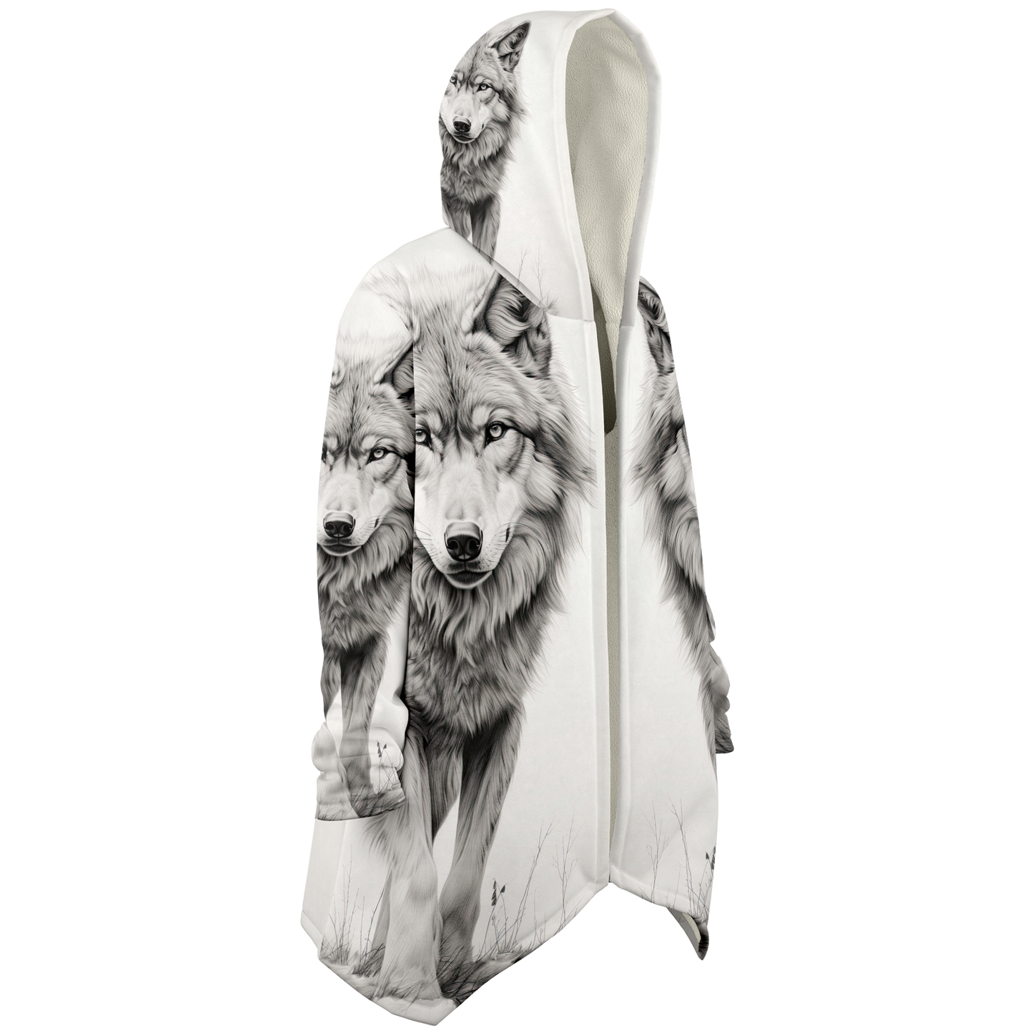 Wolf Sketch Microfleece Cloak