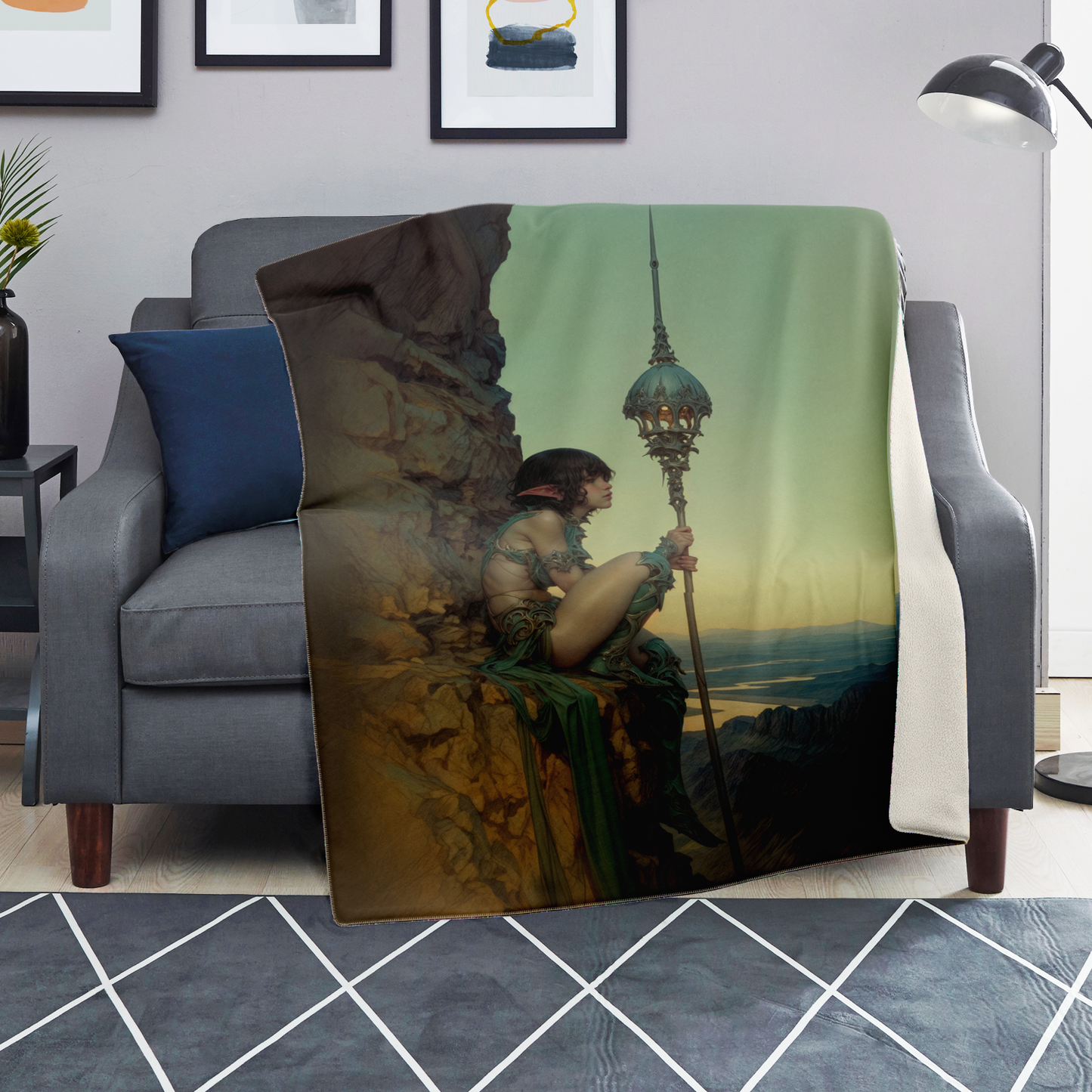 Keeper of the Celestial Flame Premium Microfleece Blanket