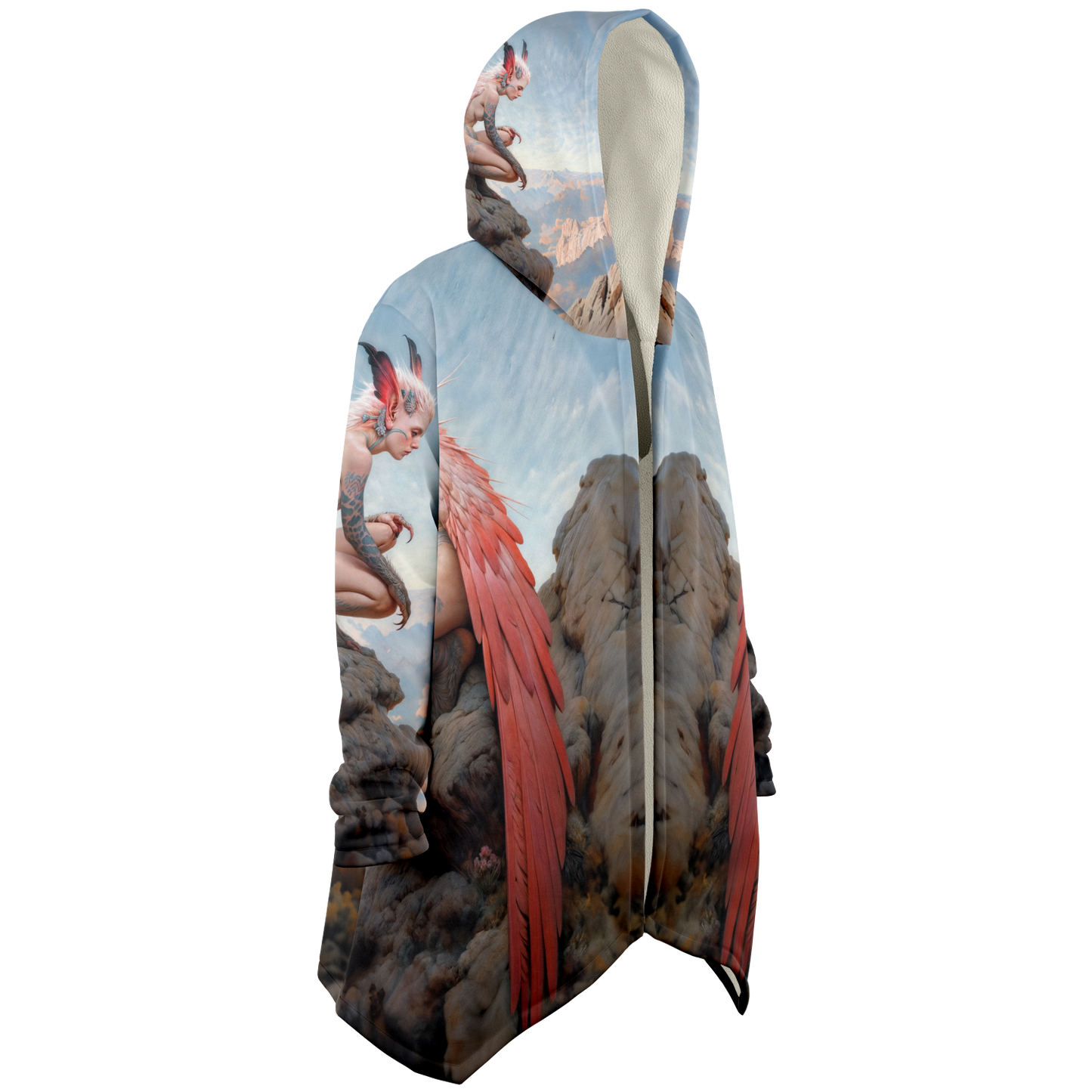 The Crimson Harpy's Oath Microfleece Cloak