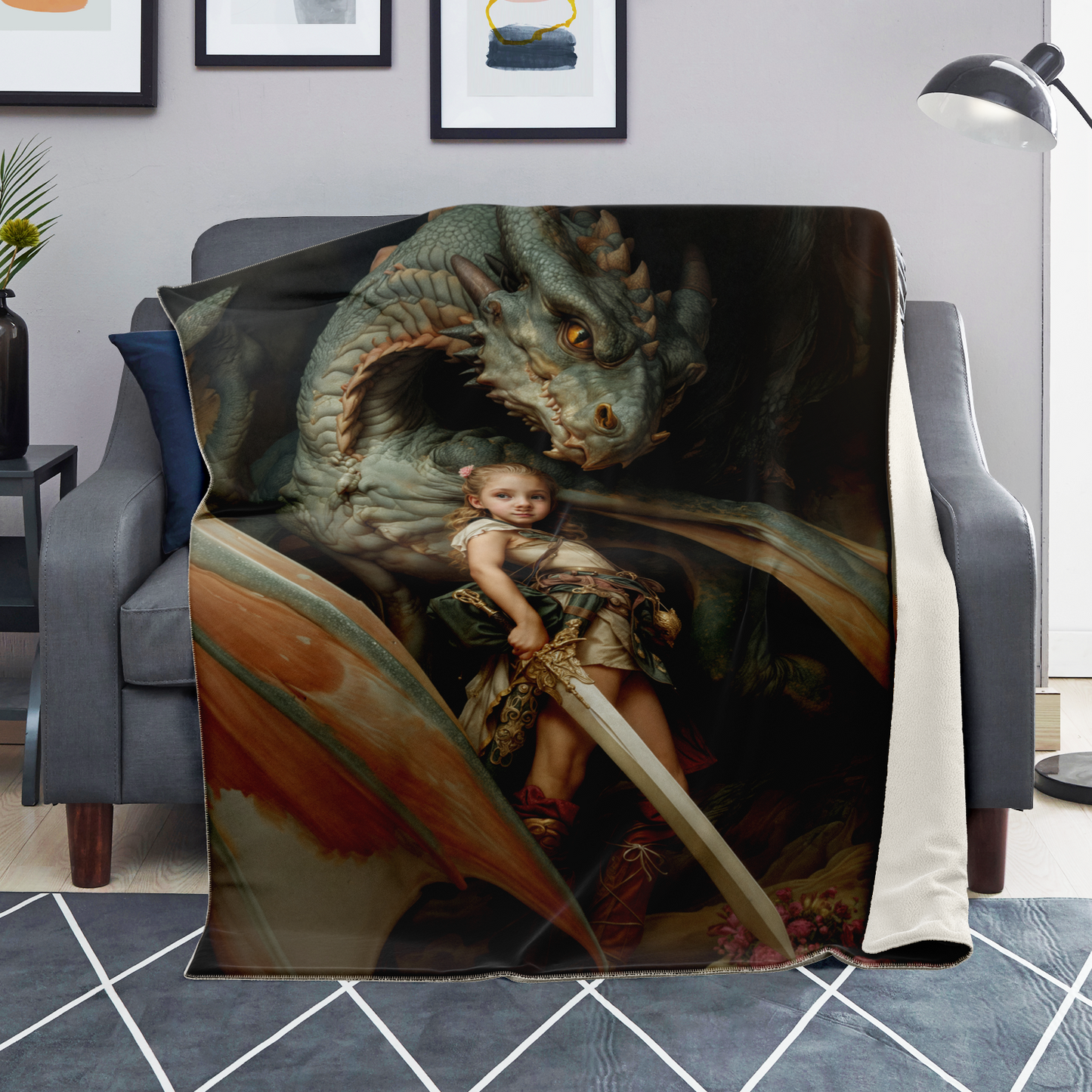 Little Maiden Warrior Premium Microfleece Blanket