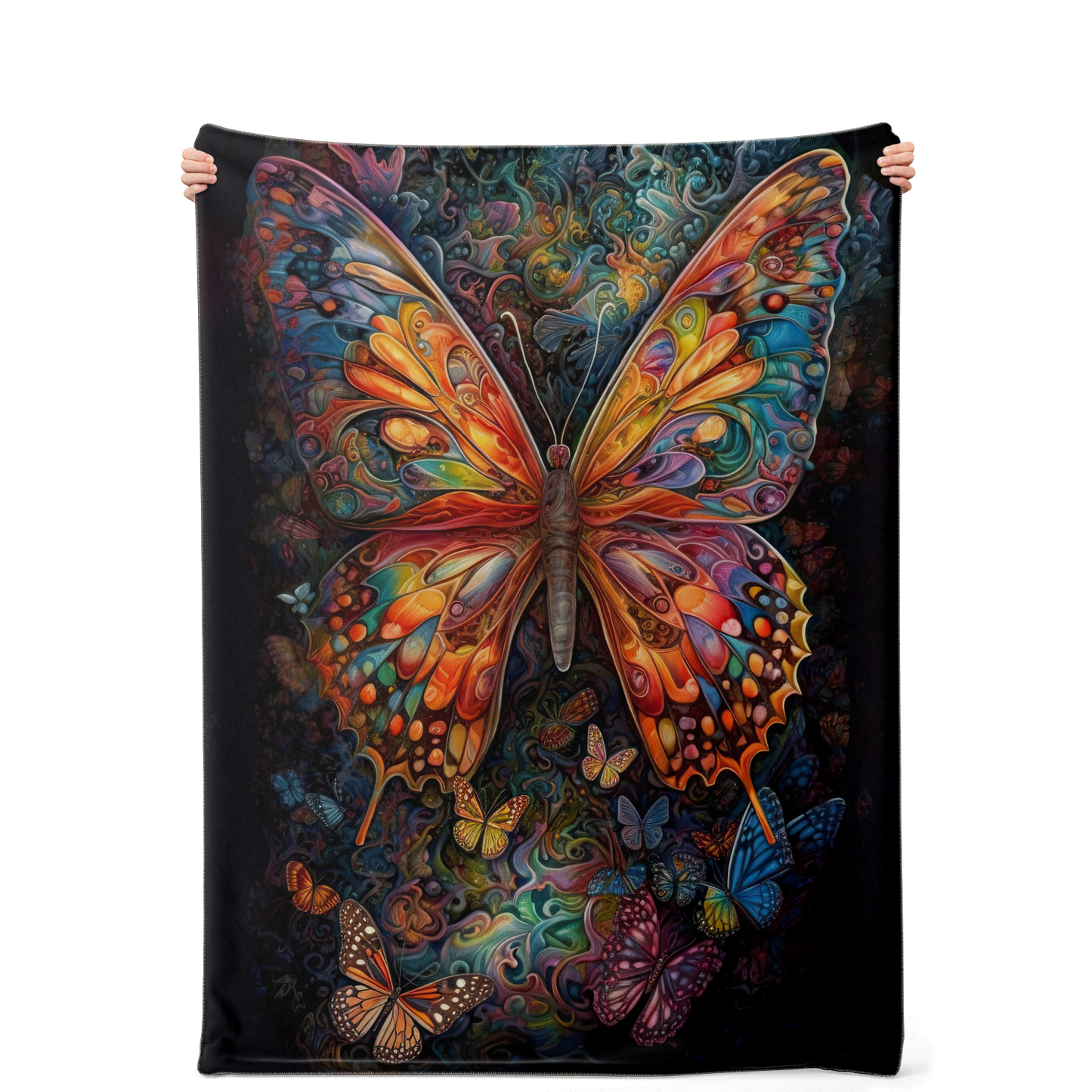 Psychedelic Monarch Premium Microfleece Blanket