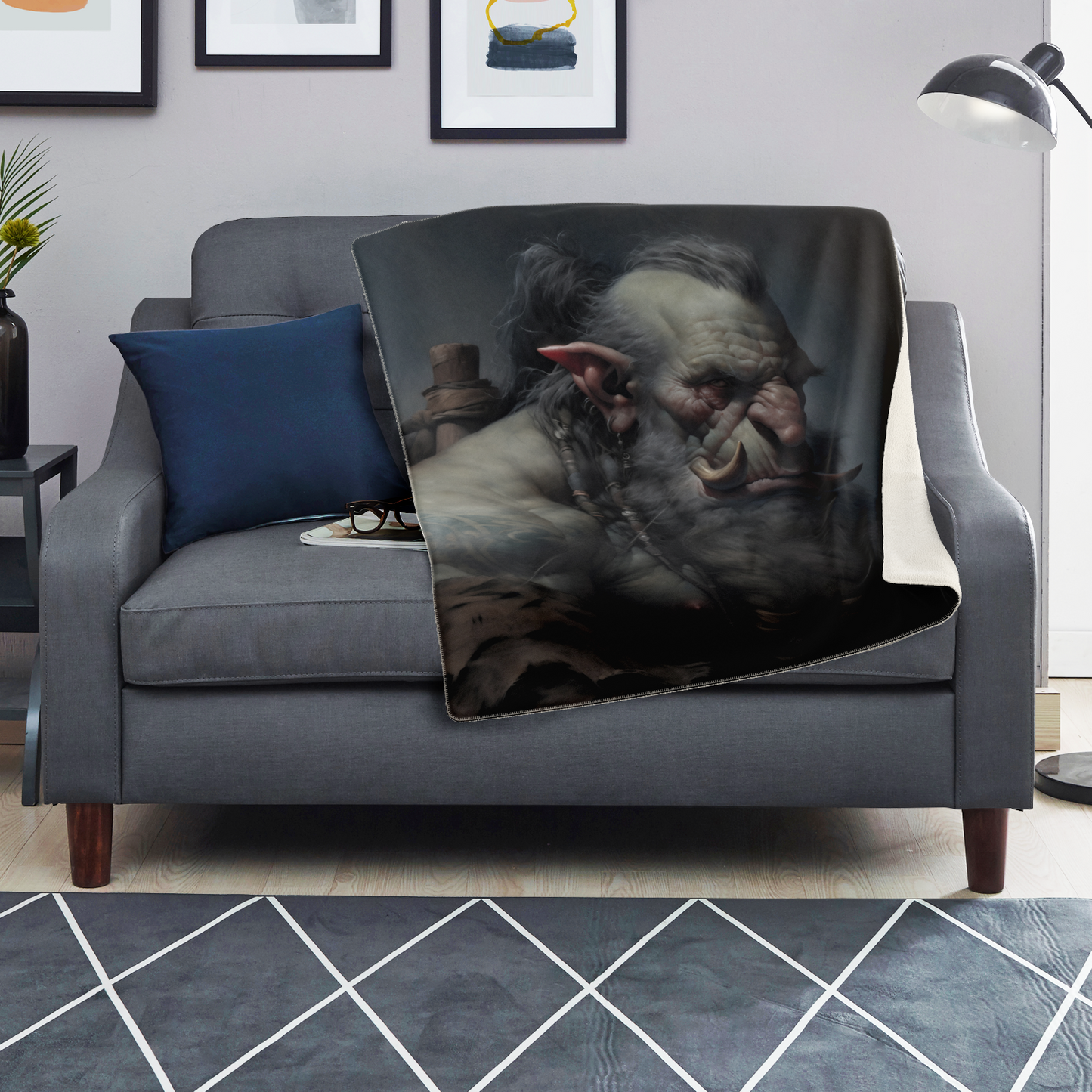 Troll Warrior Portrait Premium Microfleece Blanket