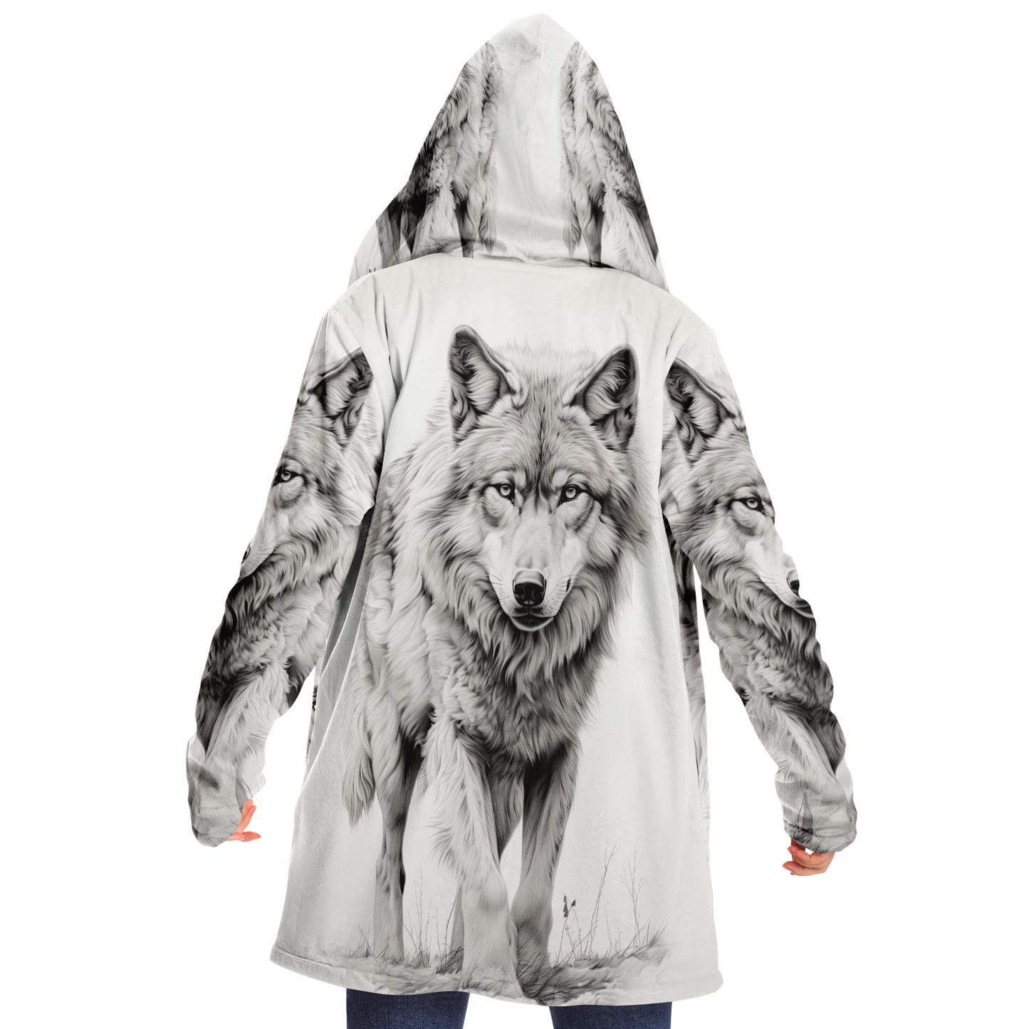 Wolf Sketch Microfleece Cloak