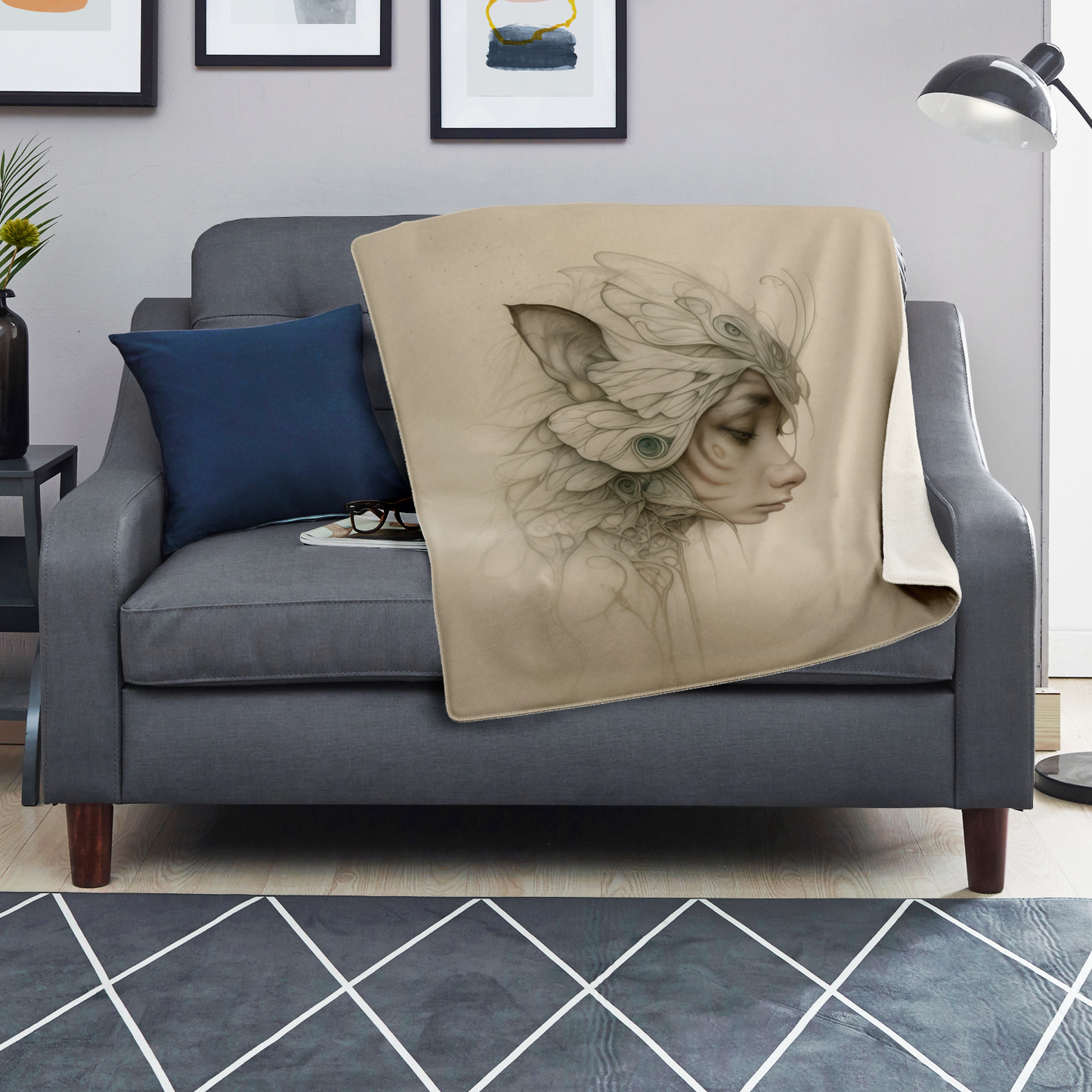 Woven in Whispered Feathers Premium Microfleece Blanket