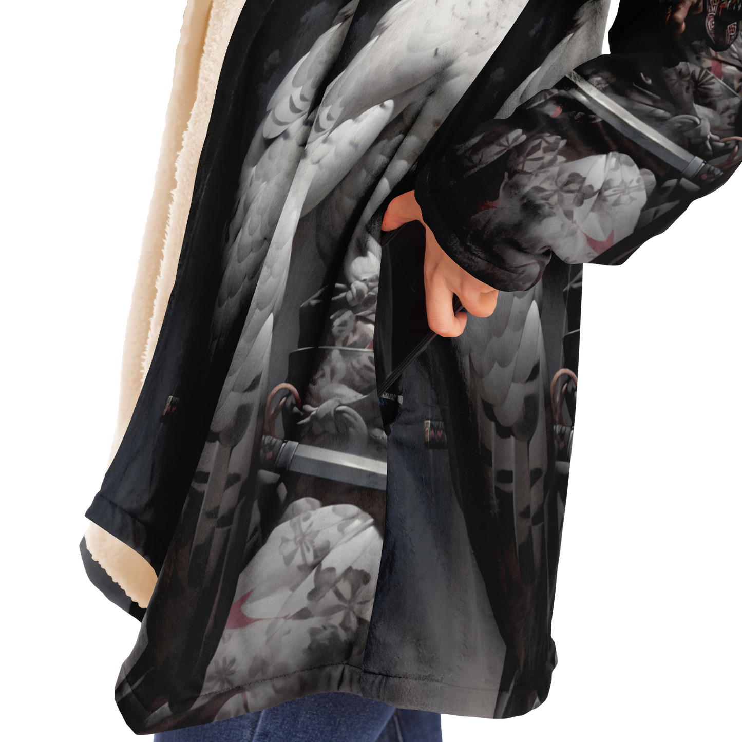 Falcon Owl Samurai Microfleece Cloak