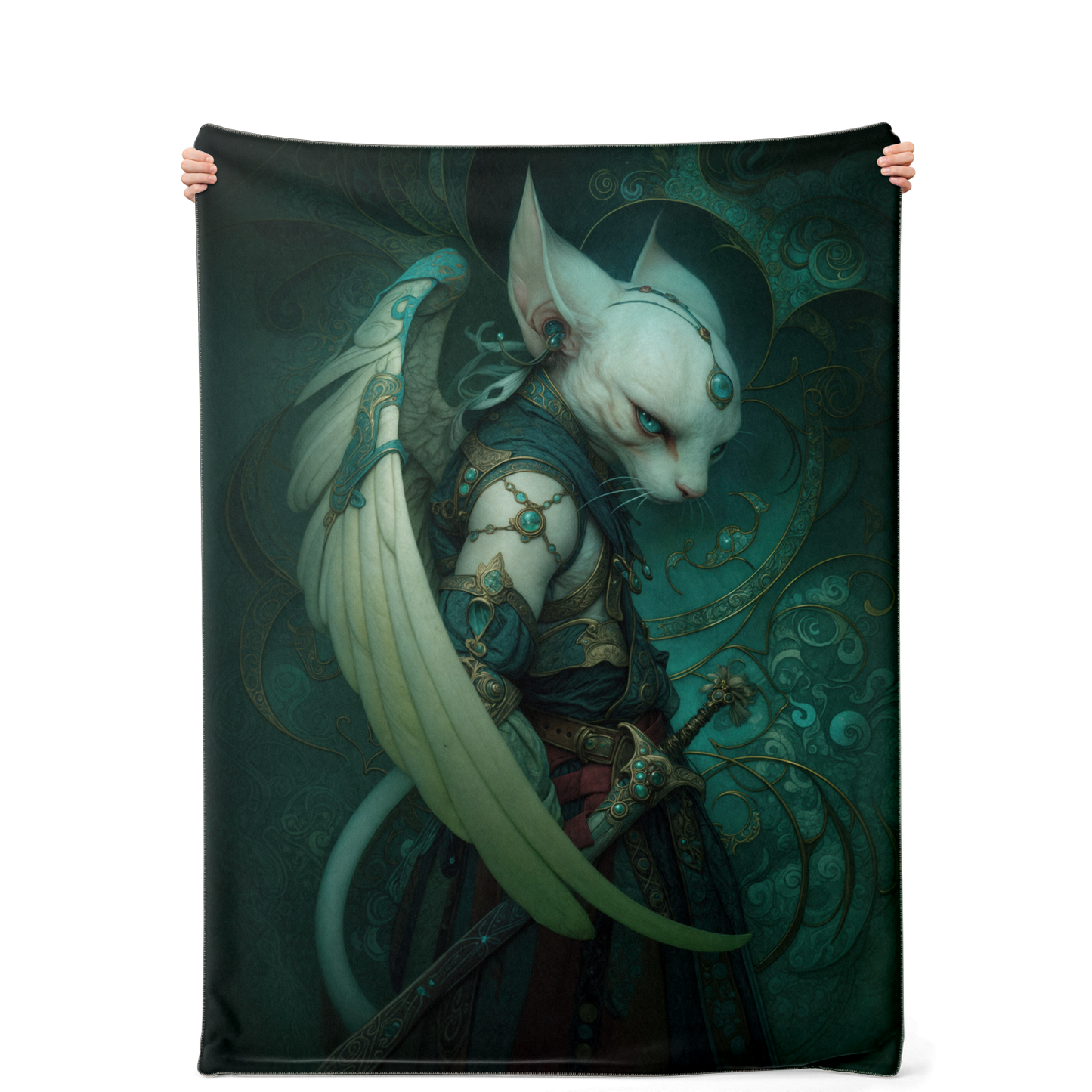 Feline Protector Of The Veil Premium Microfleece Blanket