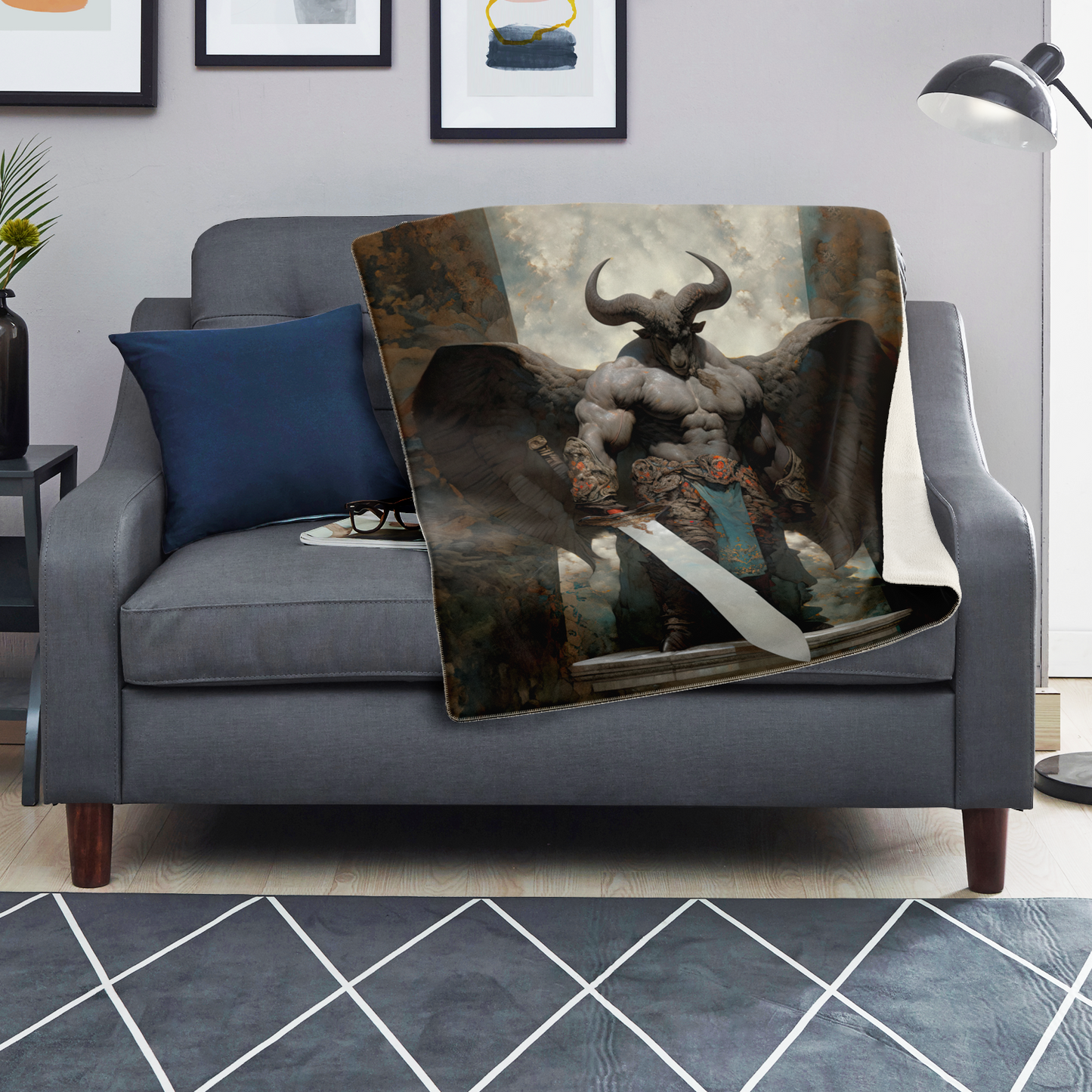 Winged Minotaur Premium Microfleece Blanket