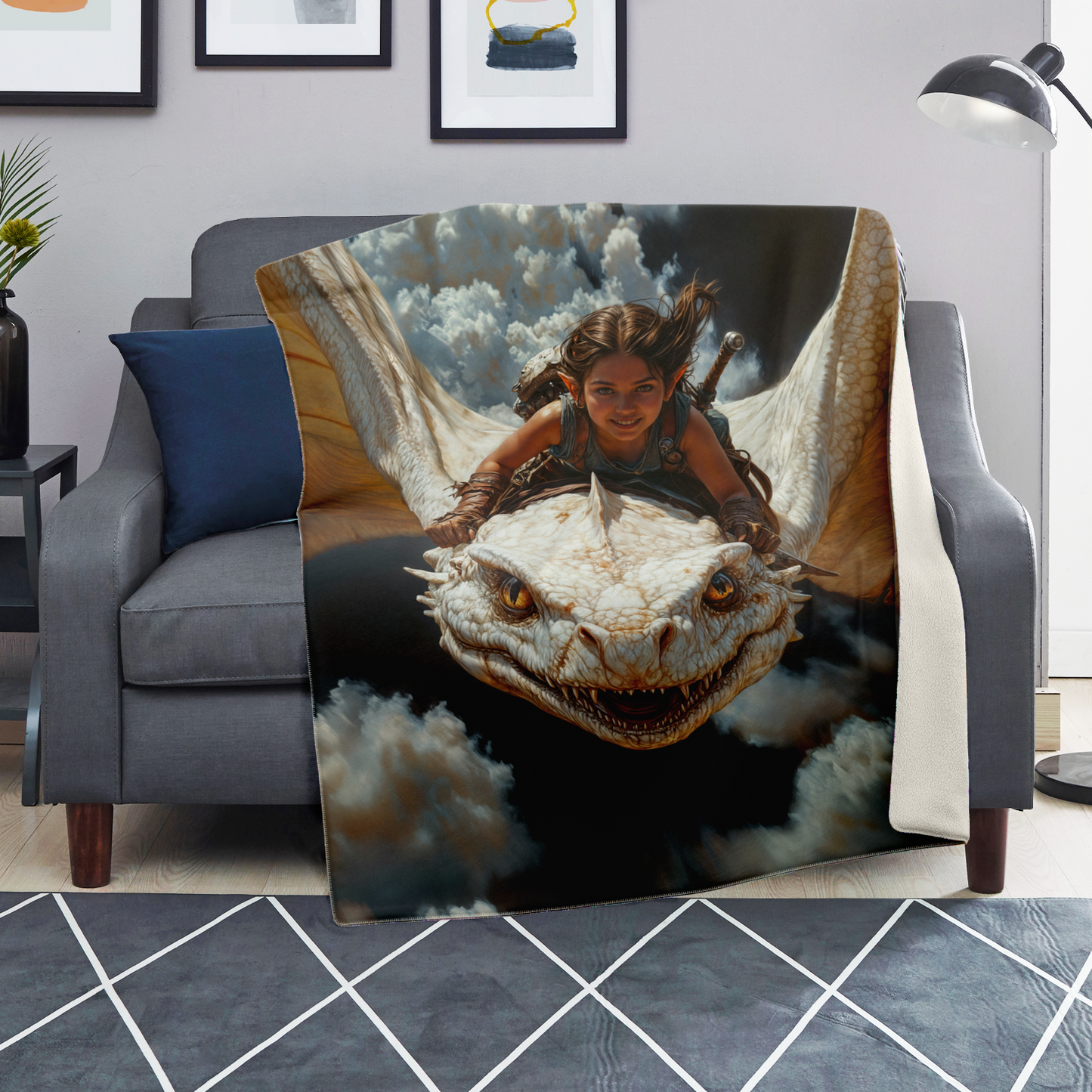 The Dragon Rider’s Smile Premium Microfleece Blanket