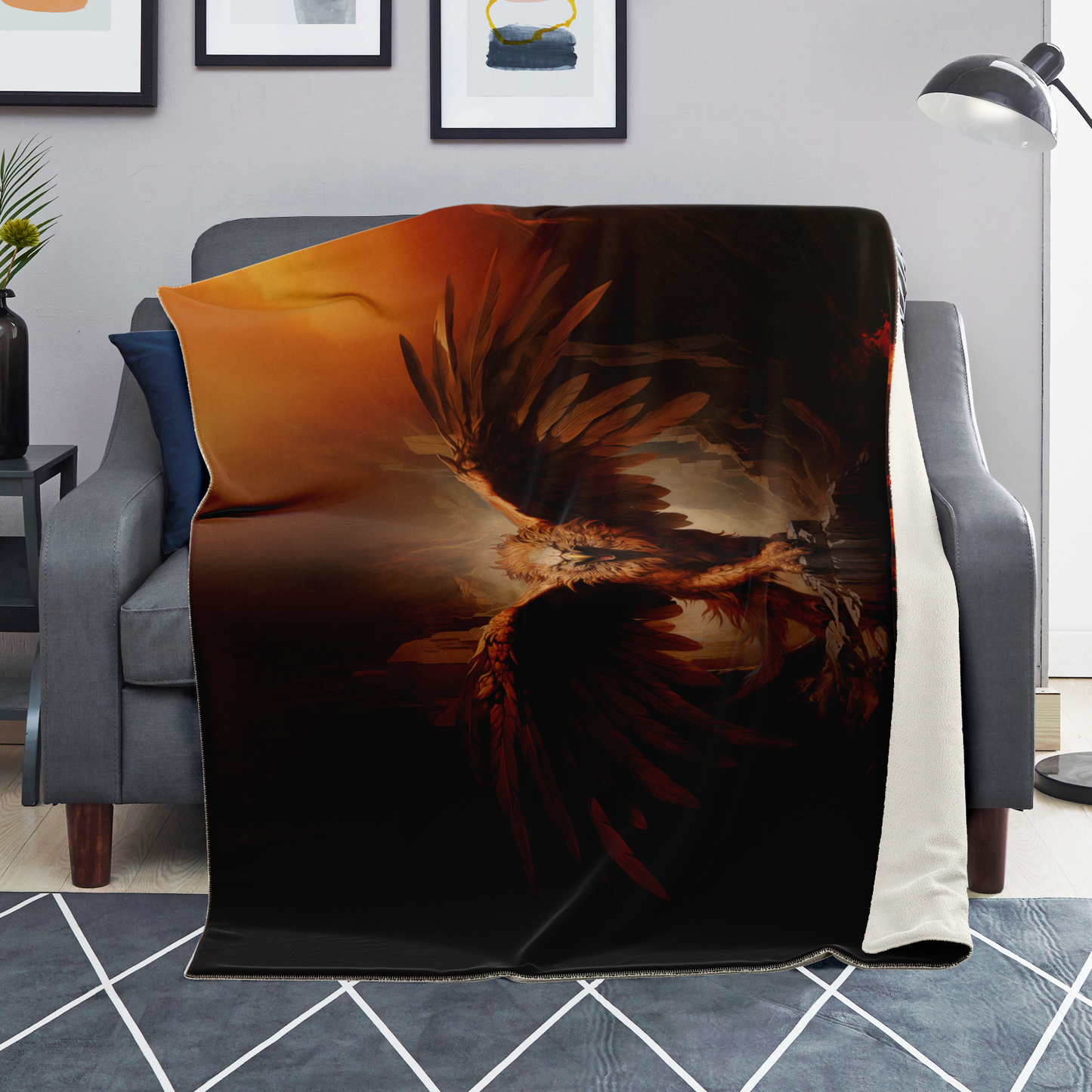 Inferno Griffon Premium Microfleece Blanket