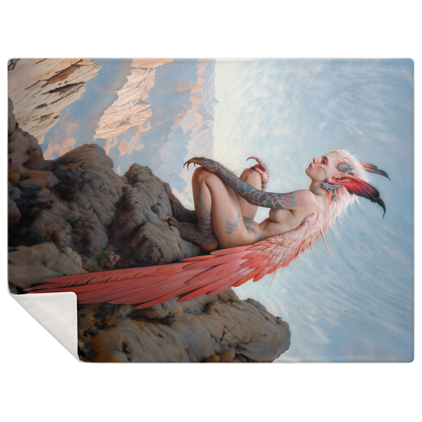 The Crimson Harpy's Oath Premium Microfleece Blanket