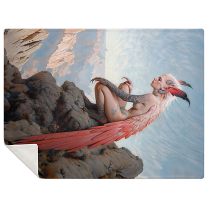 The Crimson Harpy's Oath Premium Microfleece Blanket