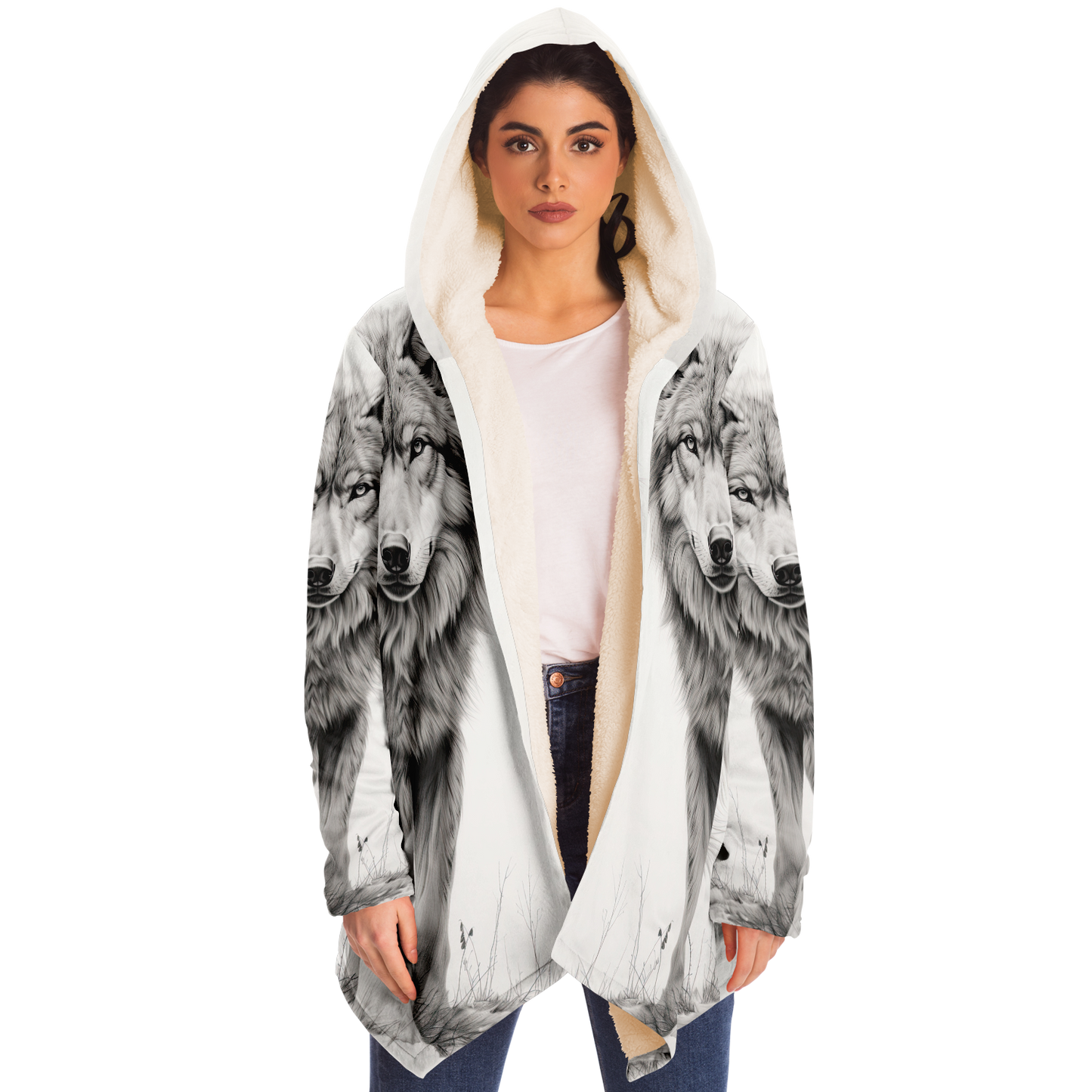 Wolf Sketch Microfleece Cloak