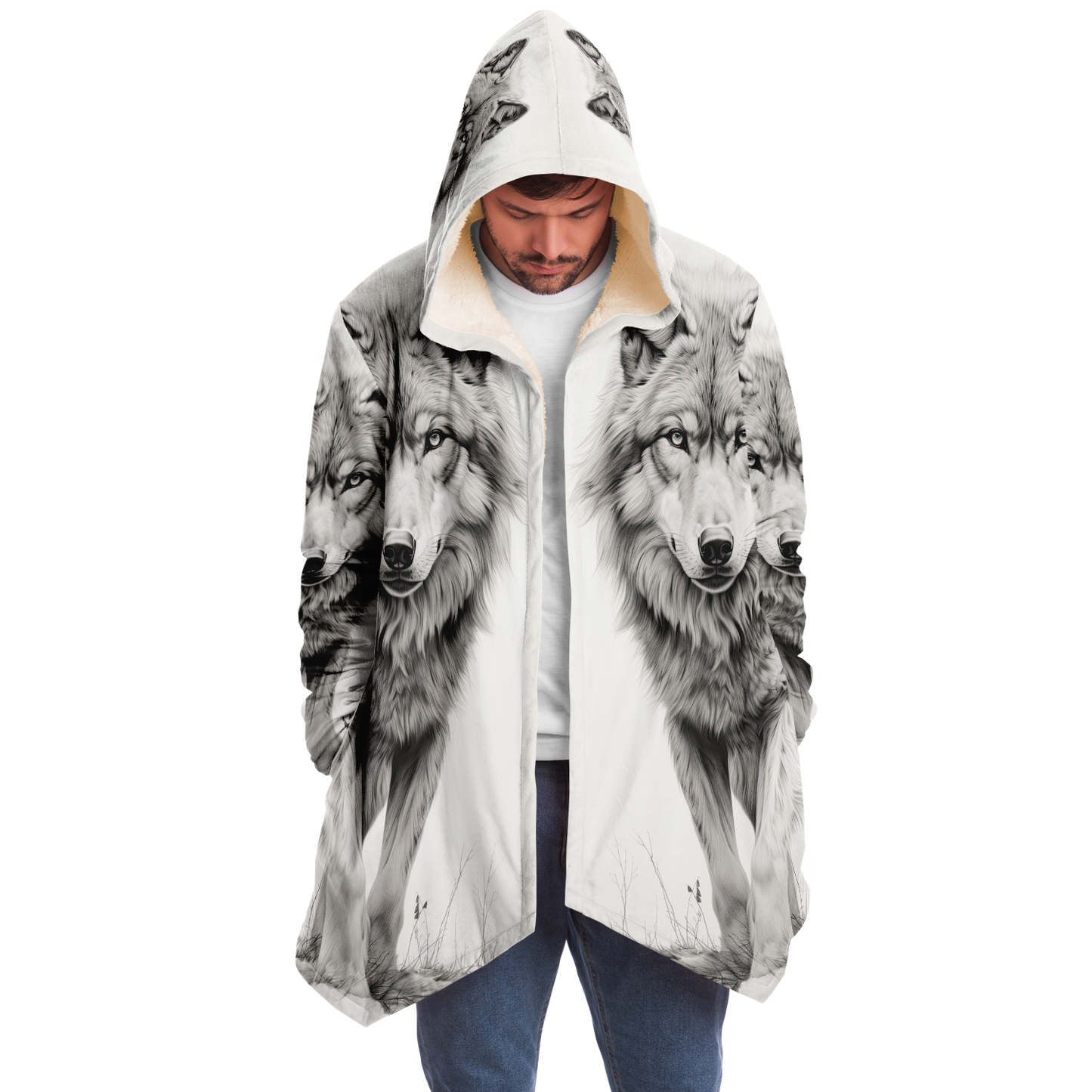 Wolf Sketch Microfleece Cloak