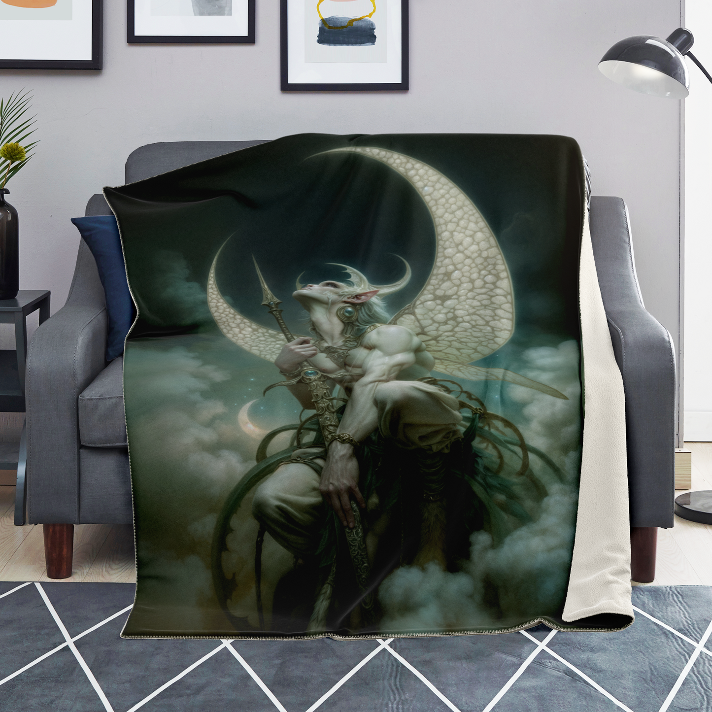 The Eternal Moons Celestial Warrior Premium Microfleece Blanket