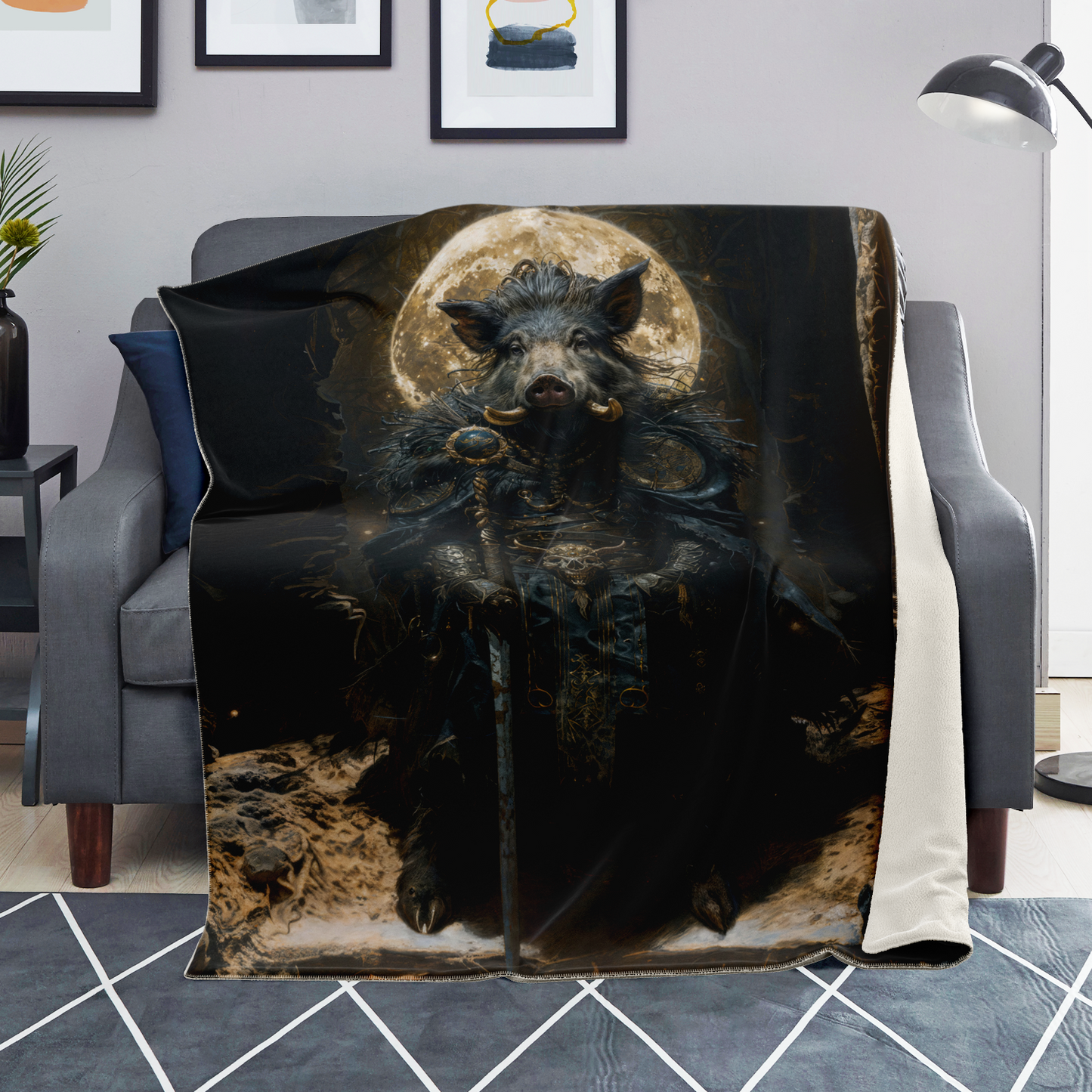 Shadowtusk Shaman Premium Microfleece Blanket