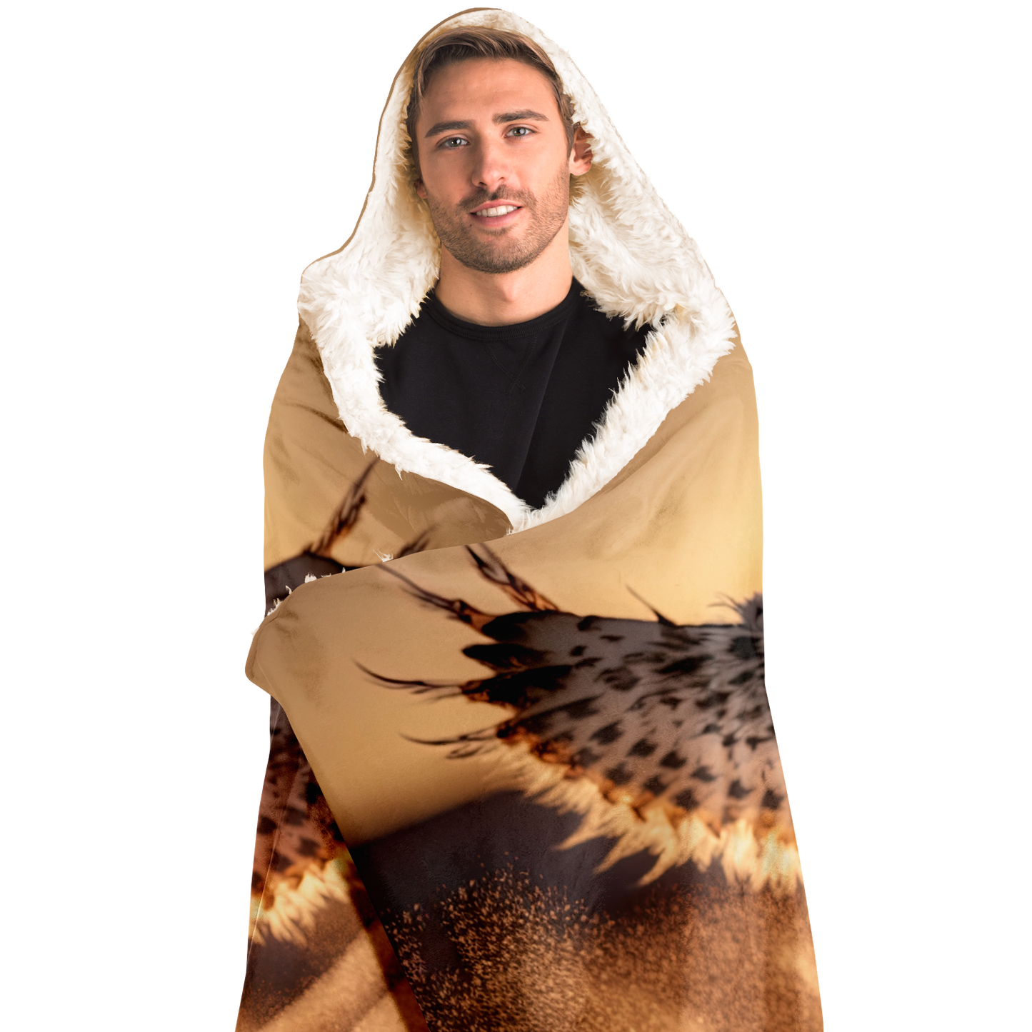 Winged Snow Lynx Hooded Blanket