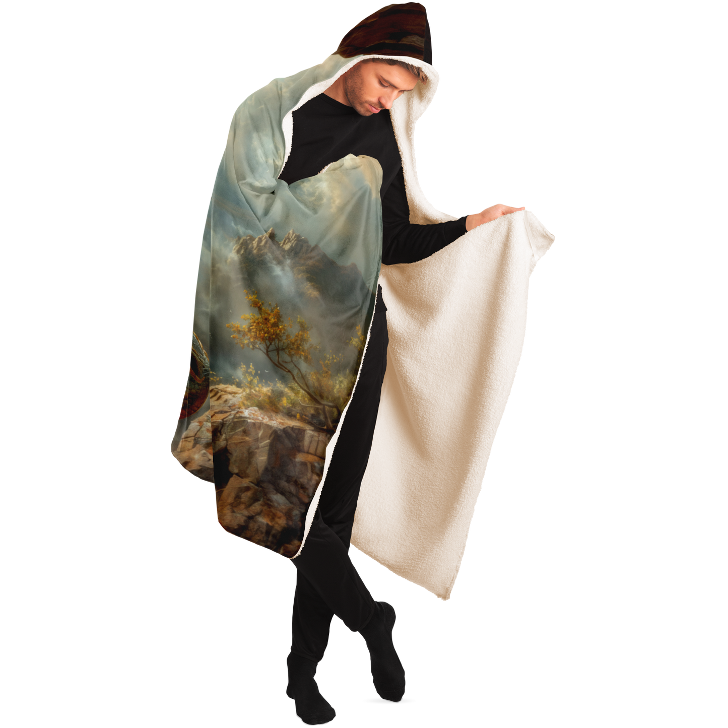 Clifftop Contemplation Hooded Blanket