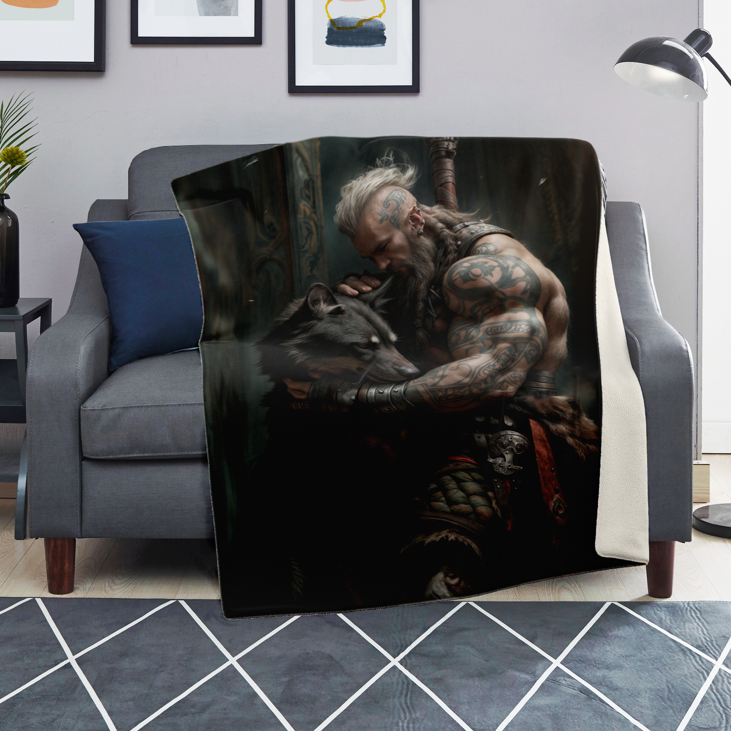 A Vikings Best Friend Premium Microfleece Blanket