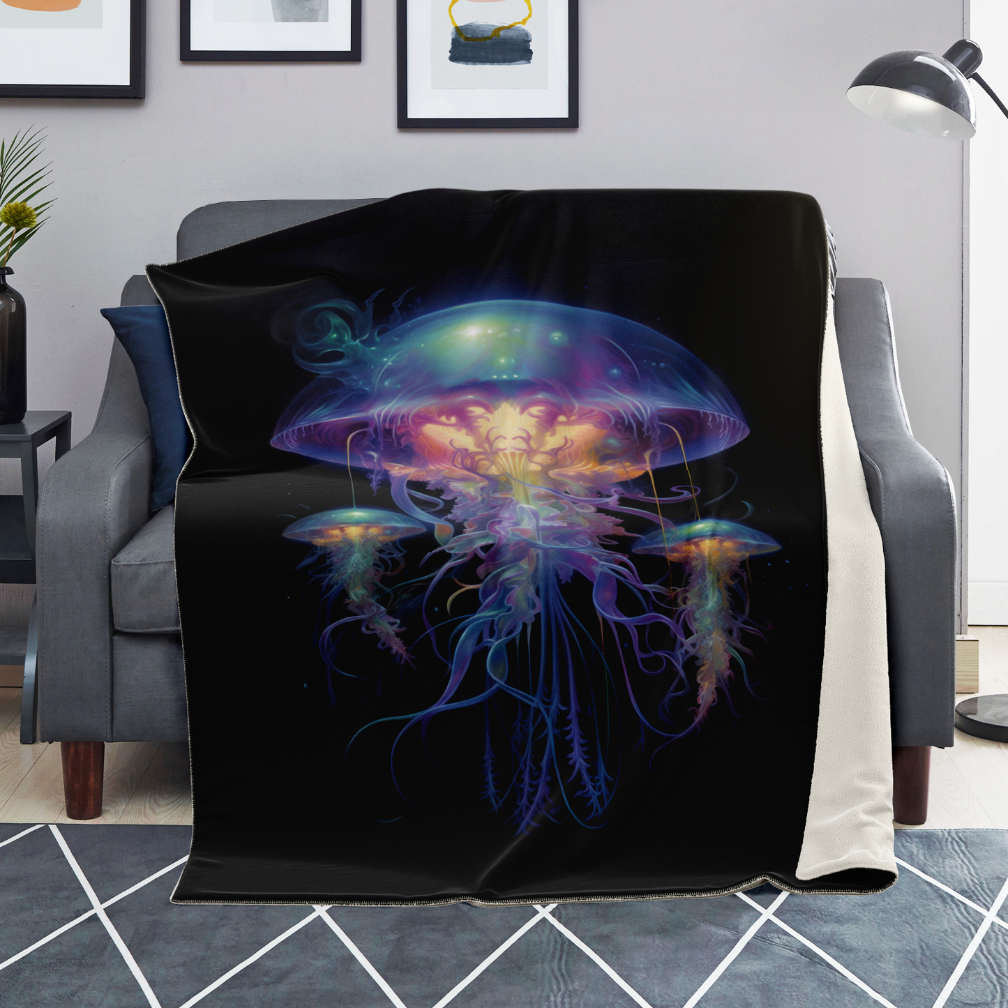 Space Jellyfish Premium Microfleece Blanket