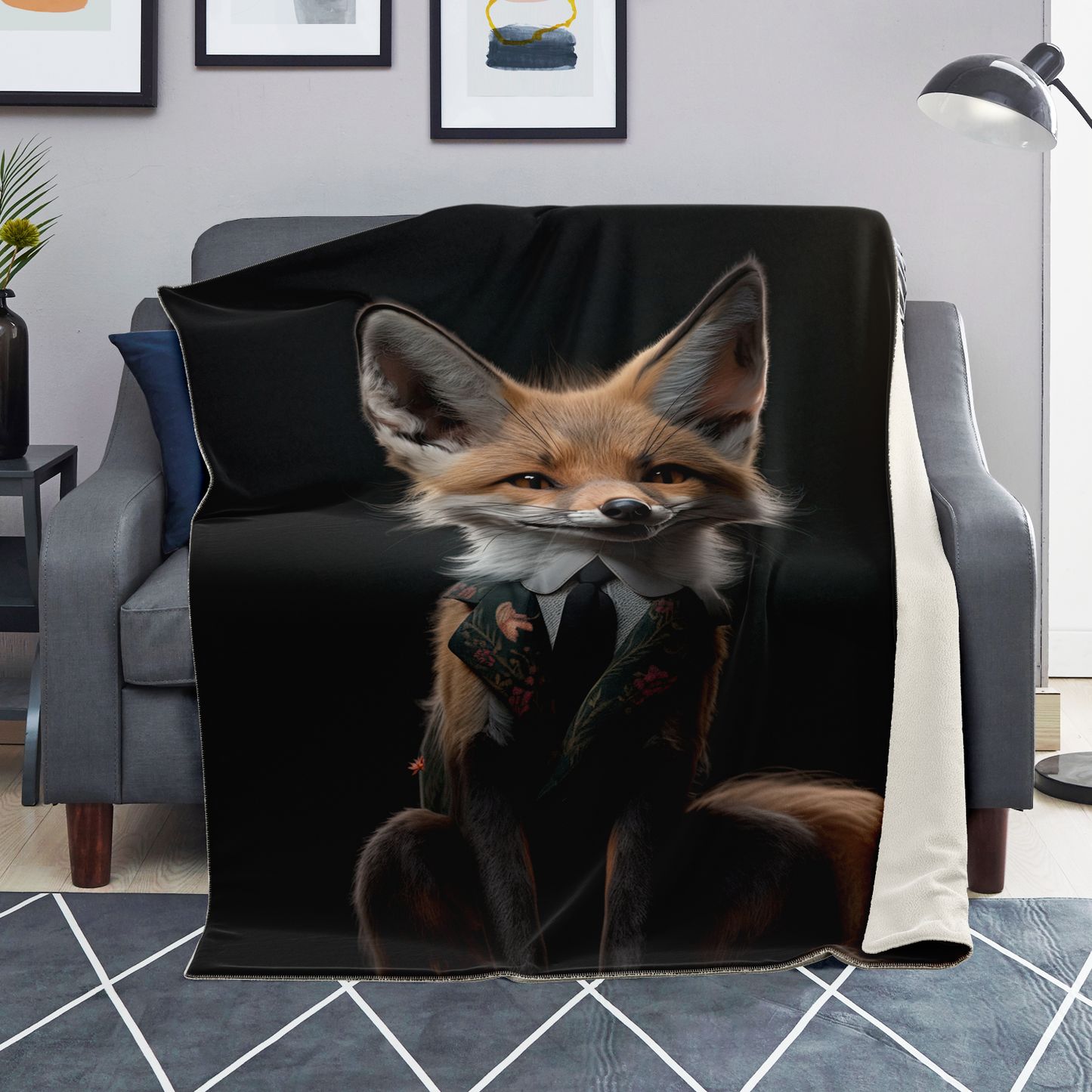 Mr Sleek Fox Microfleece Blanket