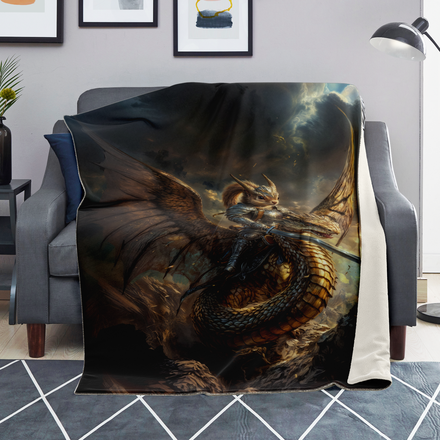 Winged Fury of the Squirrel Rider! Premium Microfleece Blanket