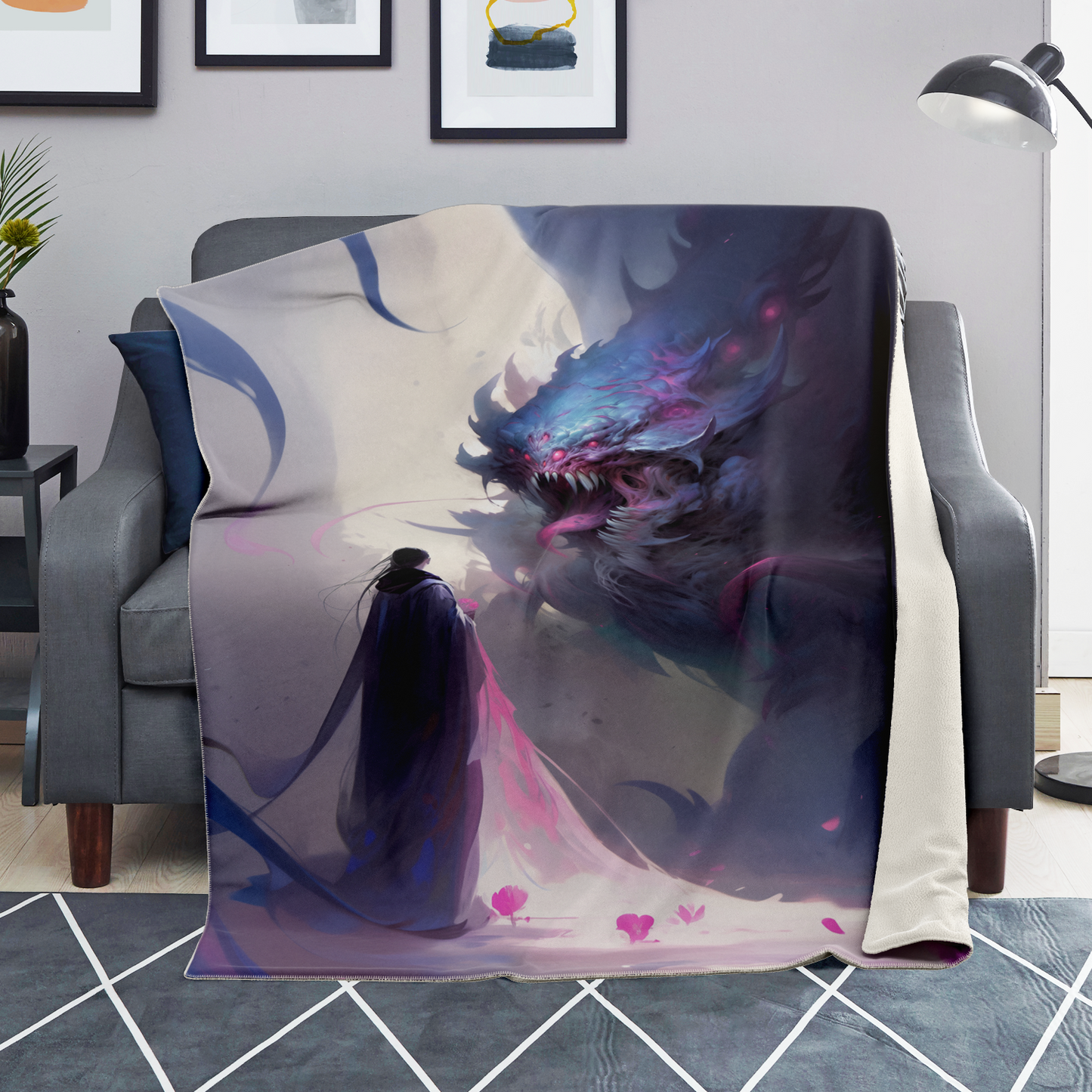 Kraken Of The Void Premium Microfleece Blanket