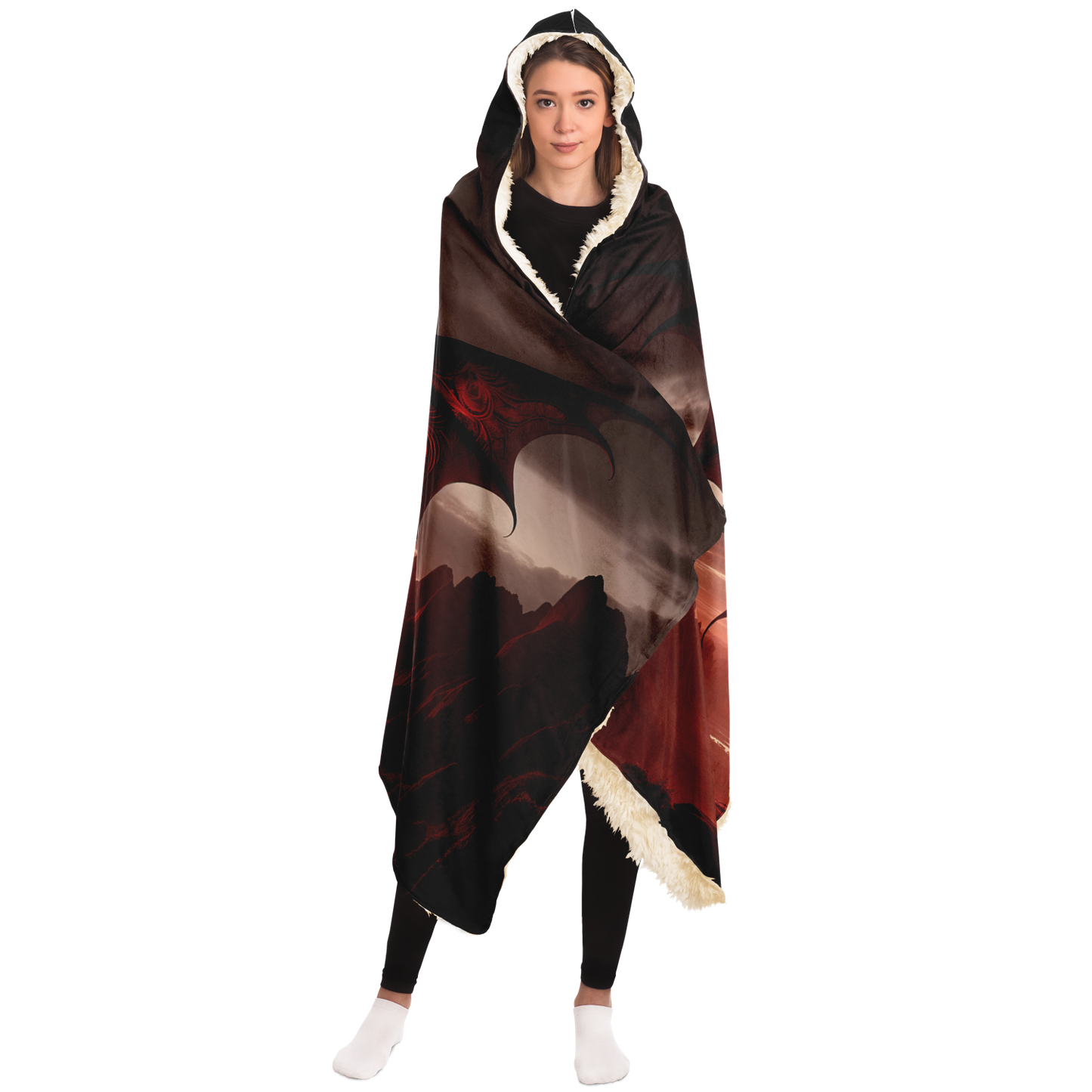 Crimson Twilight Hooded Blanket -