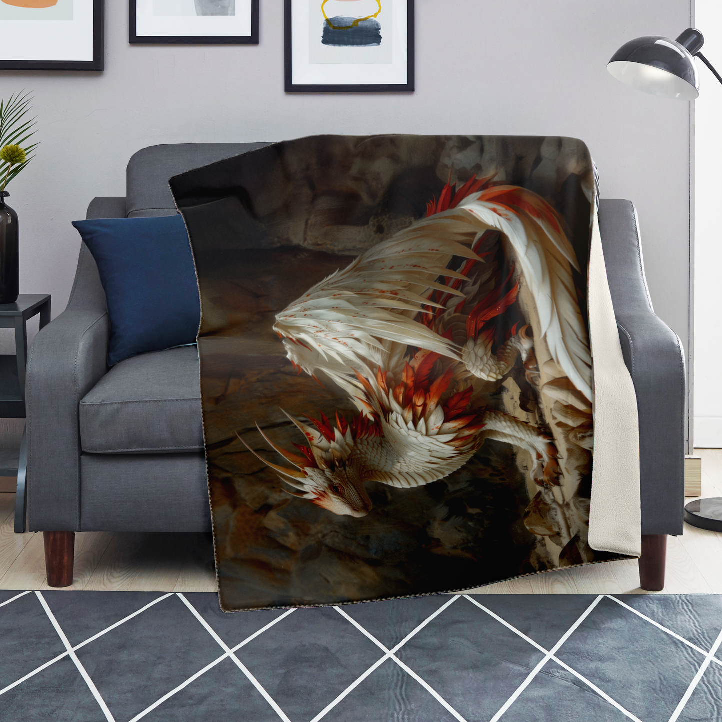 Snowfire Dragon Premium Microfleece Blanket