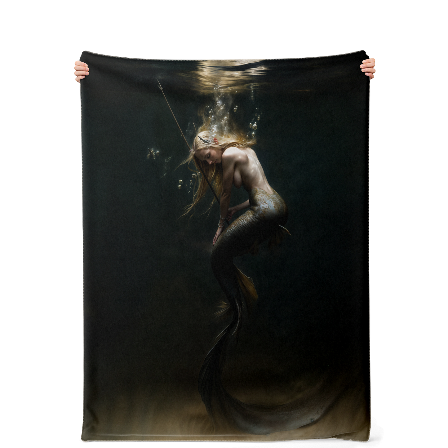 Spearmaiden of the Deep Premium Microfleece Blanket