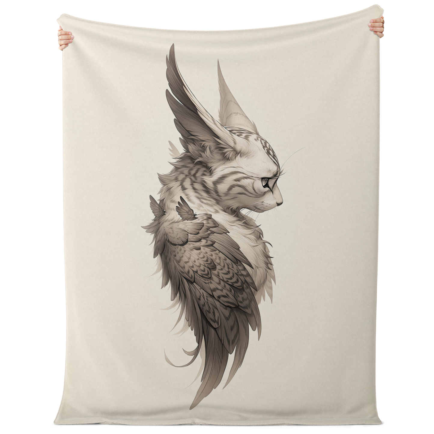 Wing Eared Cat Premium Microfleece Blanket