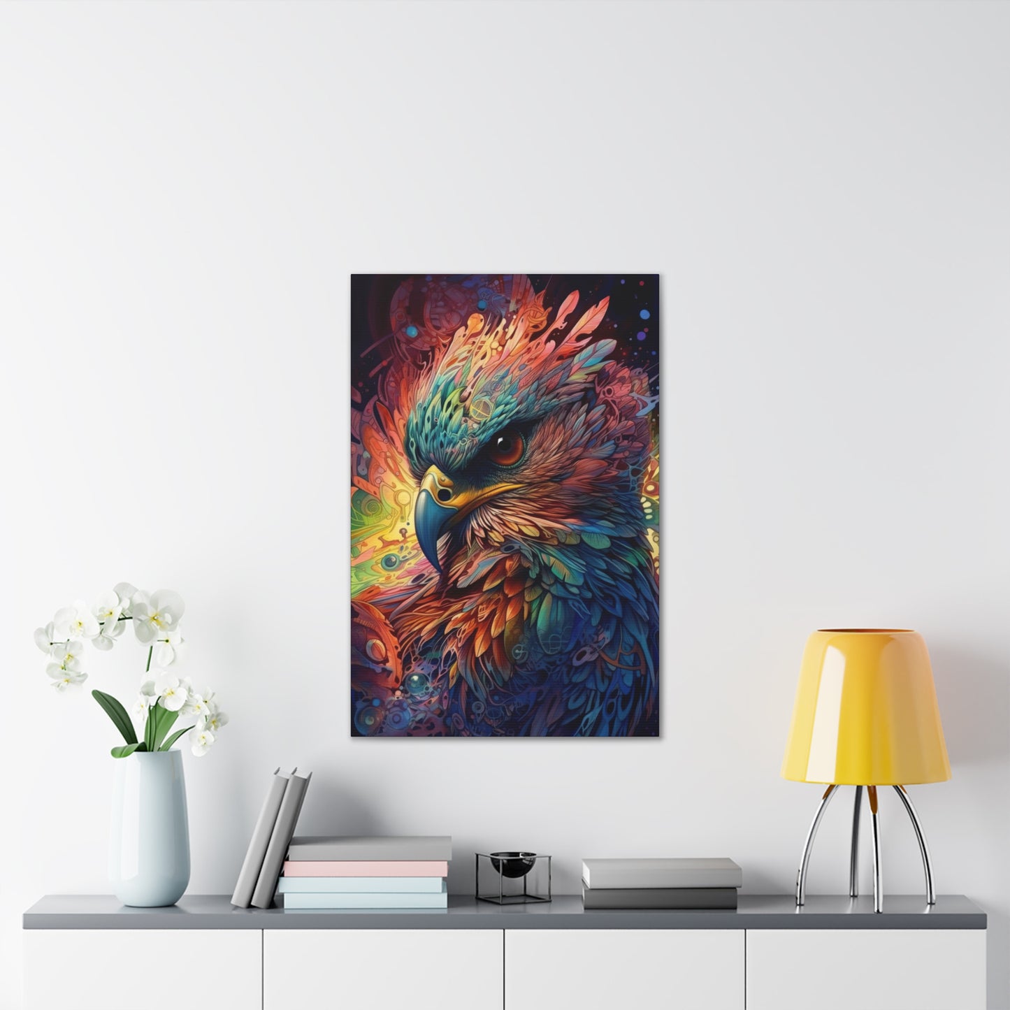 "Rainbow Winged Falcon" Canvas Stretched, 0.75" - Print