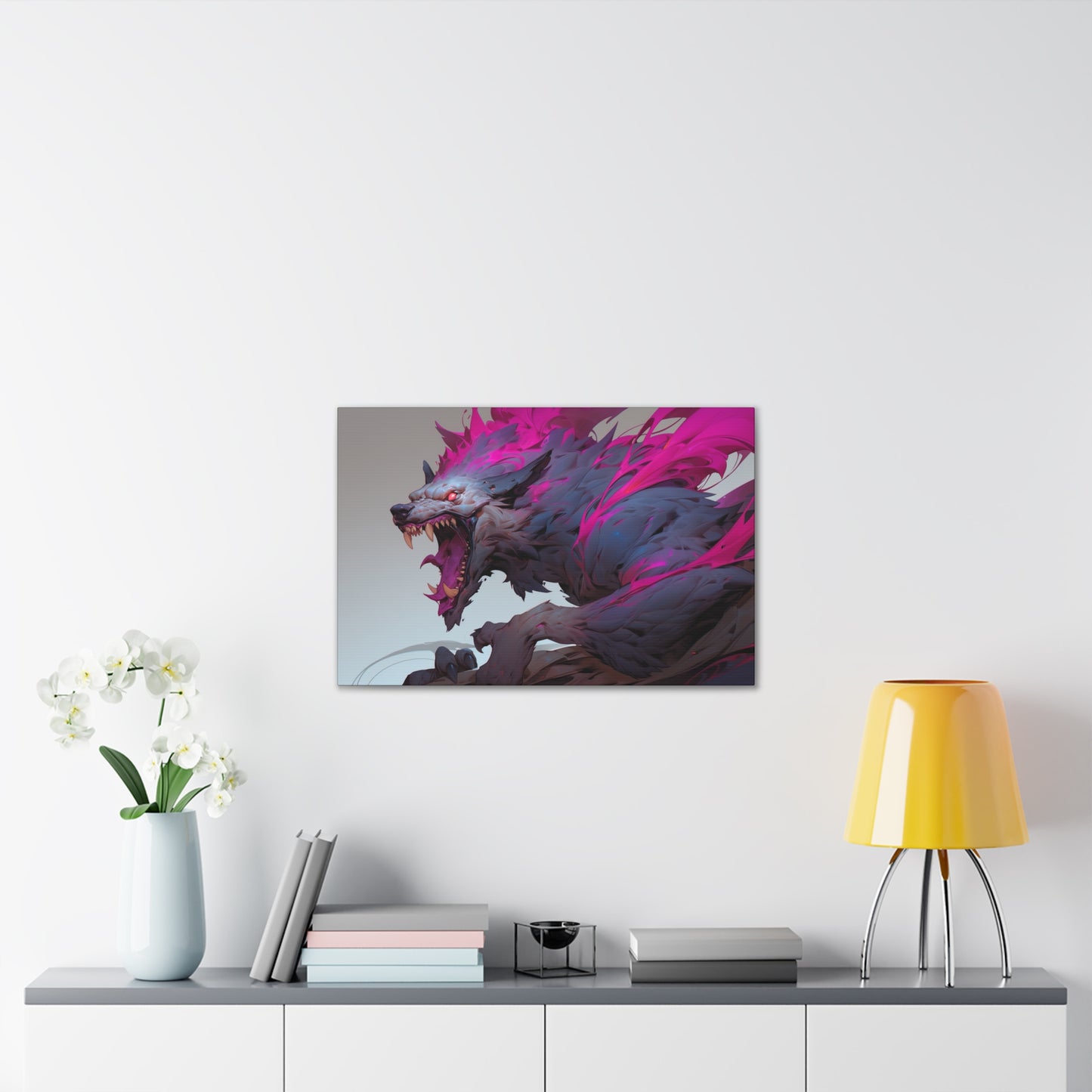 "Neon Nightmare Zombie Wolf" Canvas Stretched, 0.75" - Print