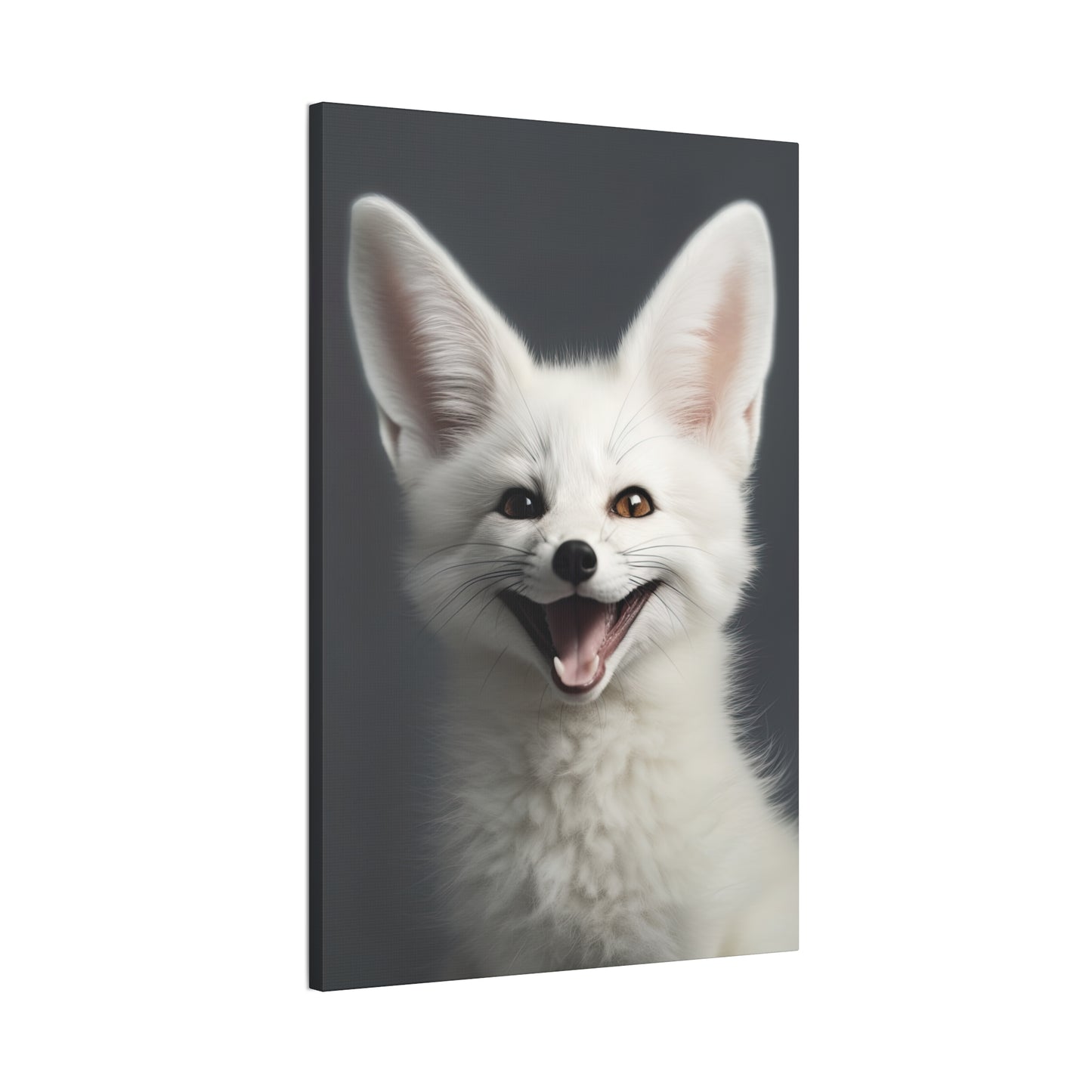 "Happy White Fennec Fox" Canvas Stretched, 0.75" - Print