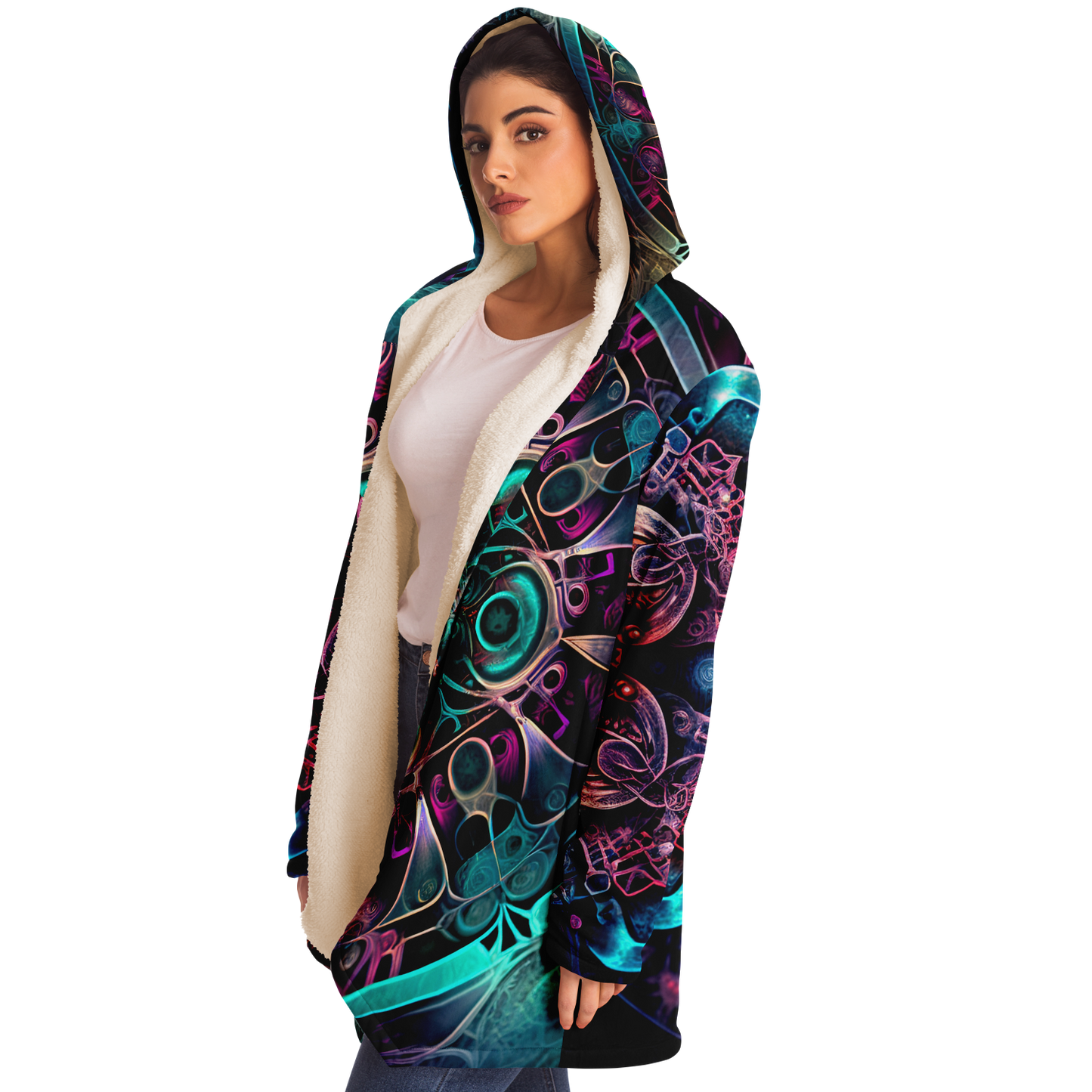 Neon Mandala Microfleece Festival Cloak