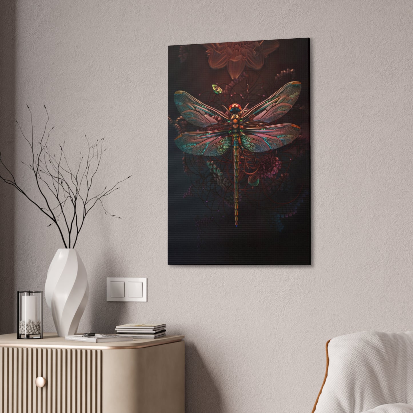 "RubyHopper Dragonfly" Canvas Stretched, 0.75" - Print