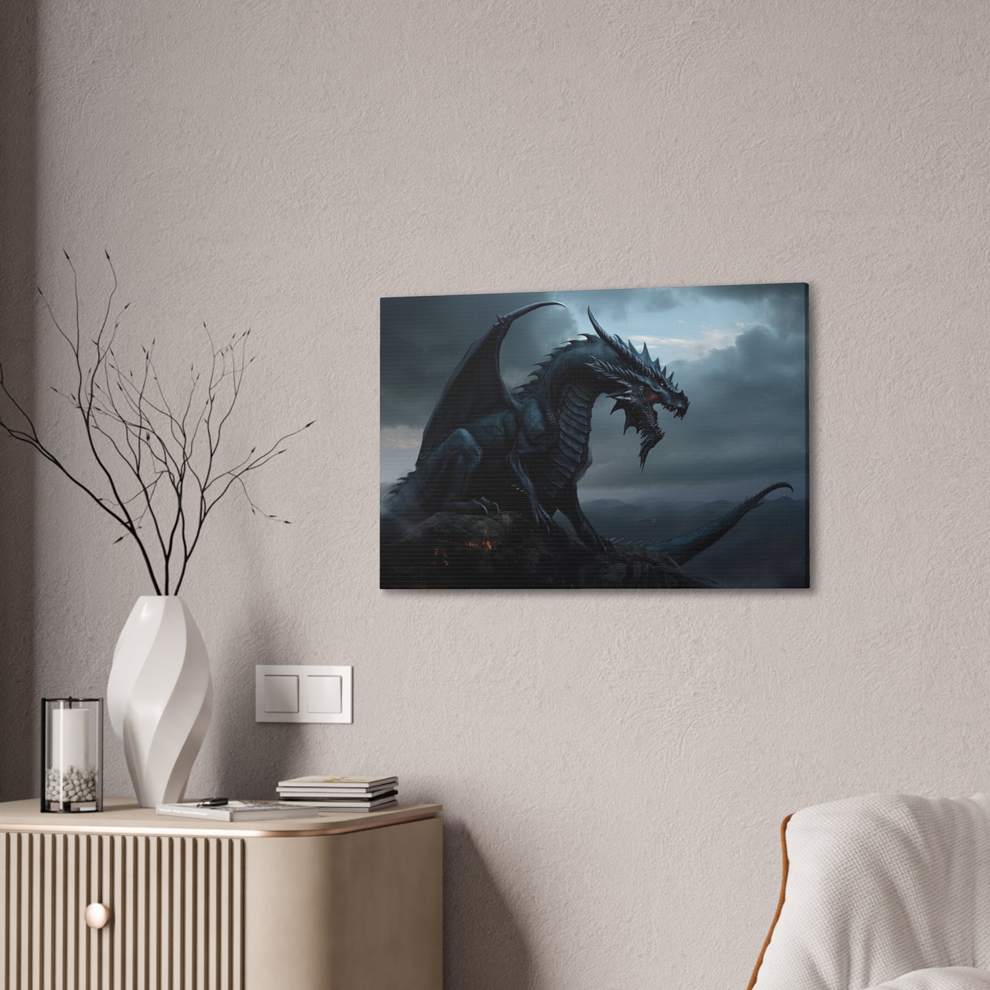 "Obsidian Dragon"  Canvas Stretched, 0.75" - Print