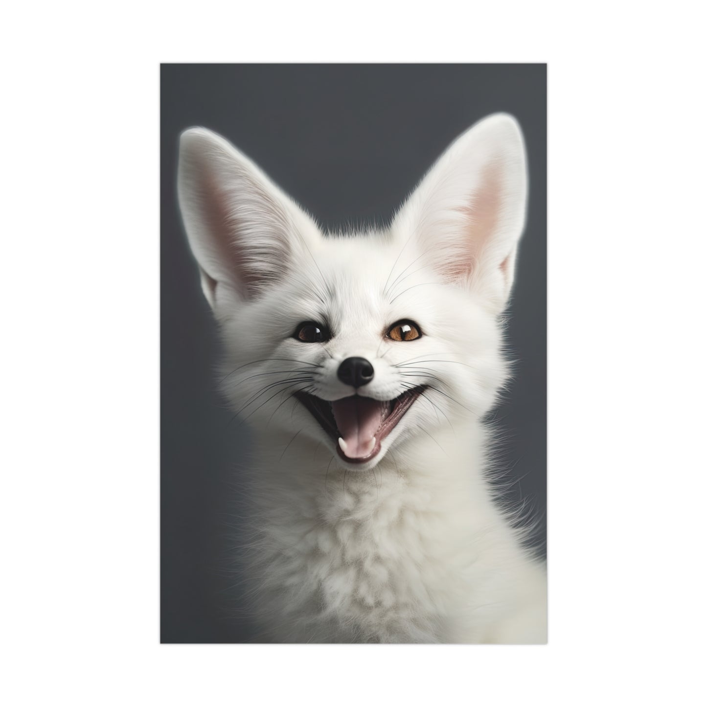 "Happy White Fennec Fox" Poster - Print