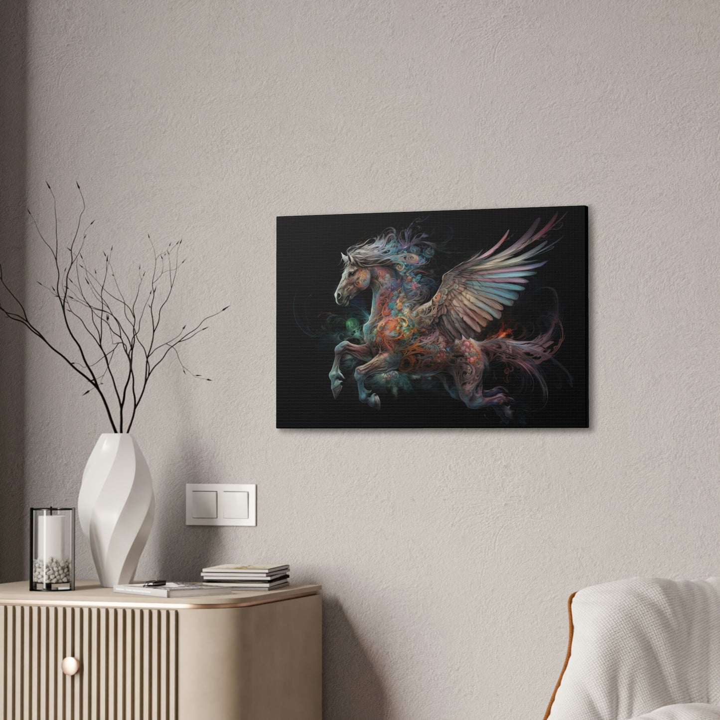 "Rainbow Pegasus" Canvas Stretched, 0.75" - Print