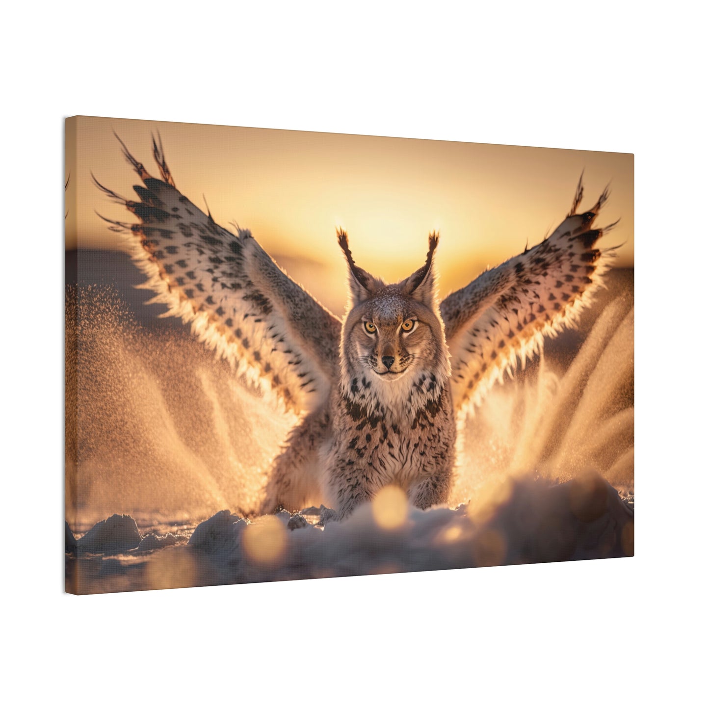 "Winged Snow Lynx" Canvas Stretched, 0.75" - Print