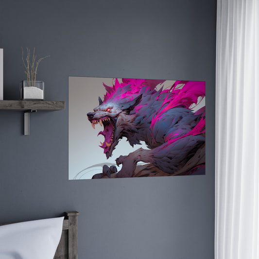 "Neon Nightmare Zombie Wolf" Poster - Print