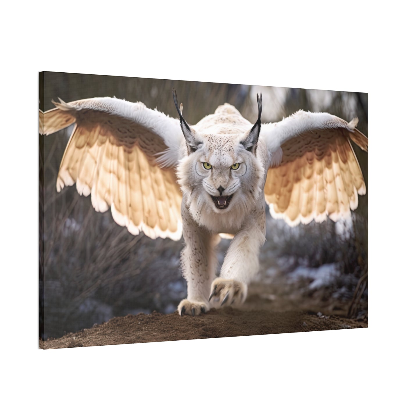 "Ivory Winged Lynx"  Canvas Stretched, 0.75" - Print