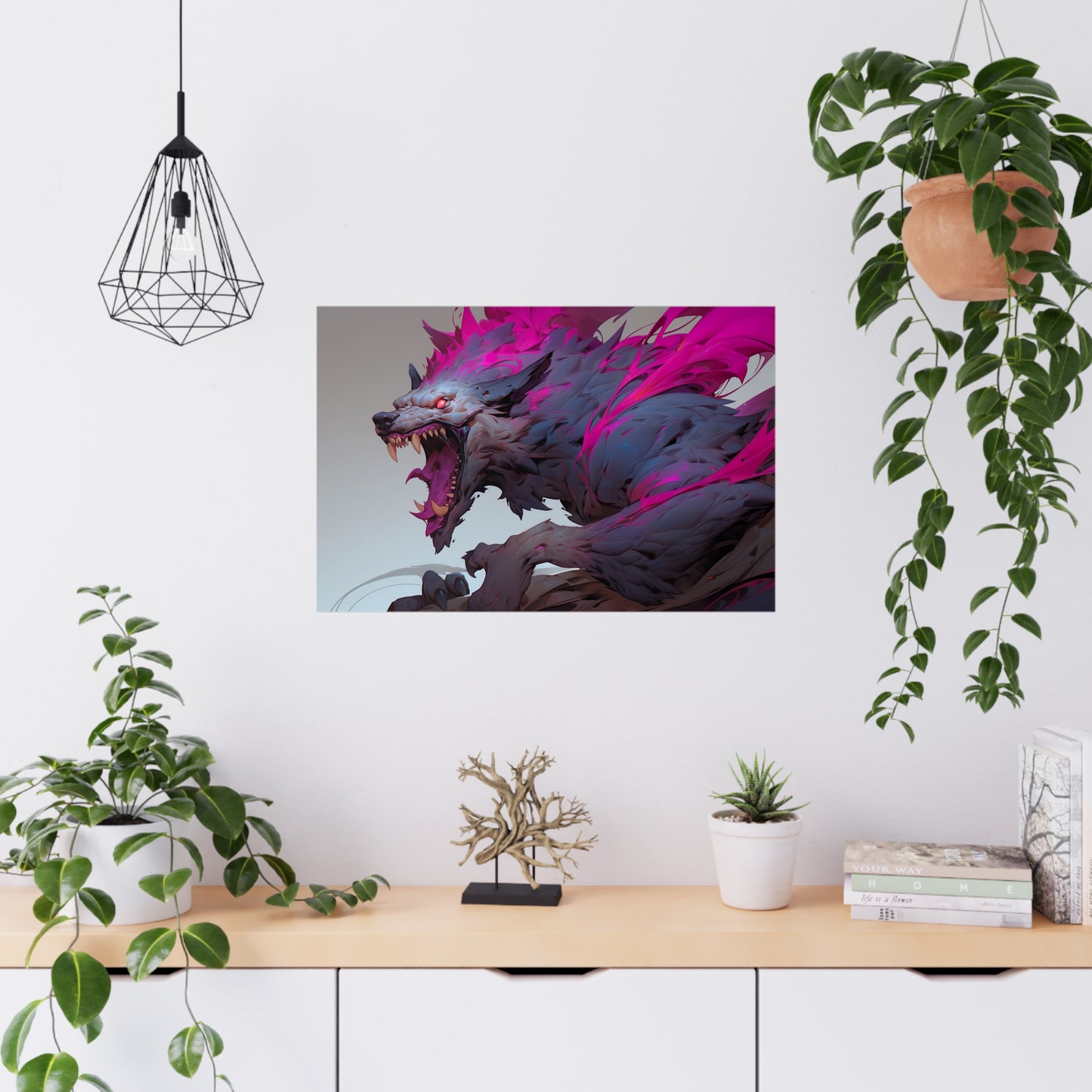 "Neon Nightmare Zombie Wolf" Poster - Print