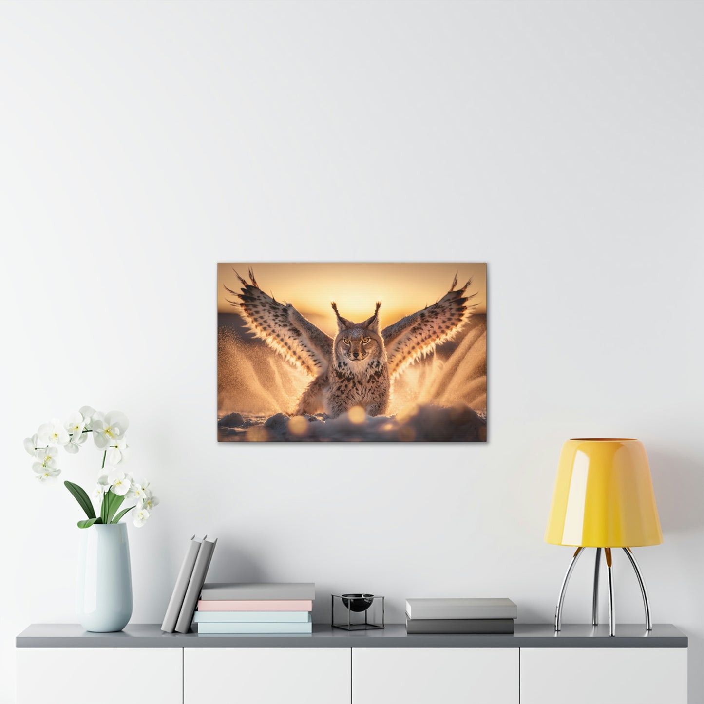 "Winged Snow Lynx" Canvas Stretched, 0.75" - Print