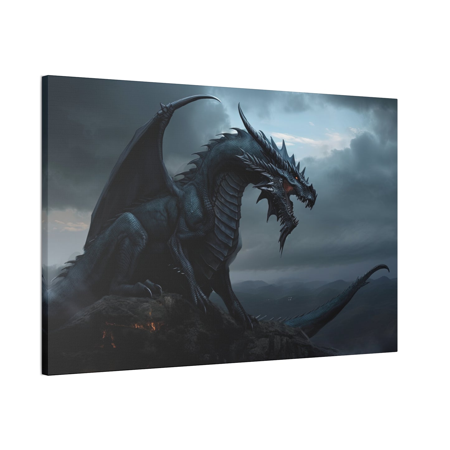 "Obsidian Dragon"  Canvas Stretched, 0.75" - Print