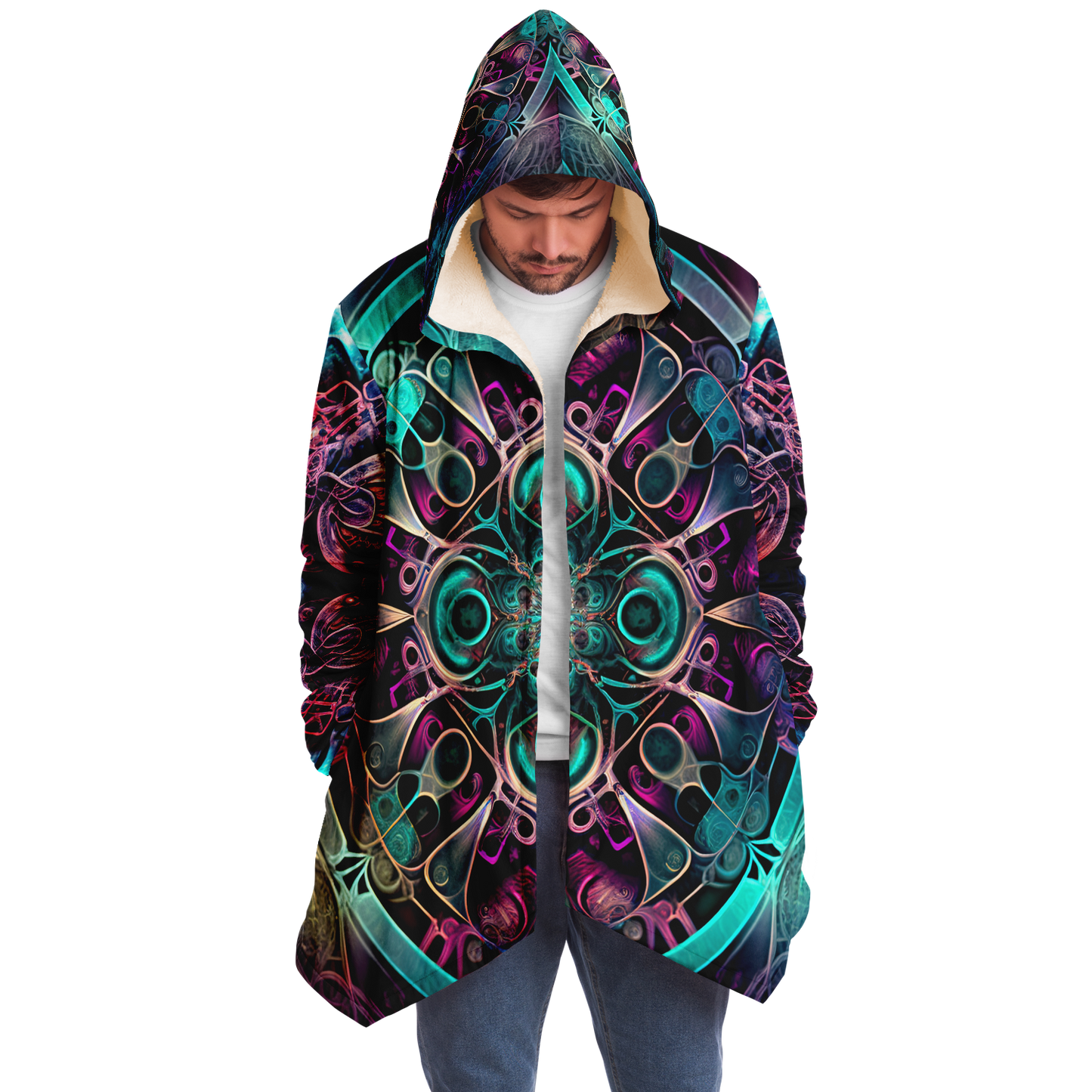 Neon Mandala Microfleece Festival Cloak