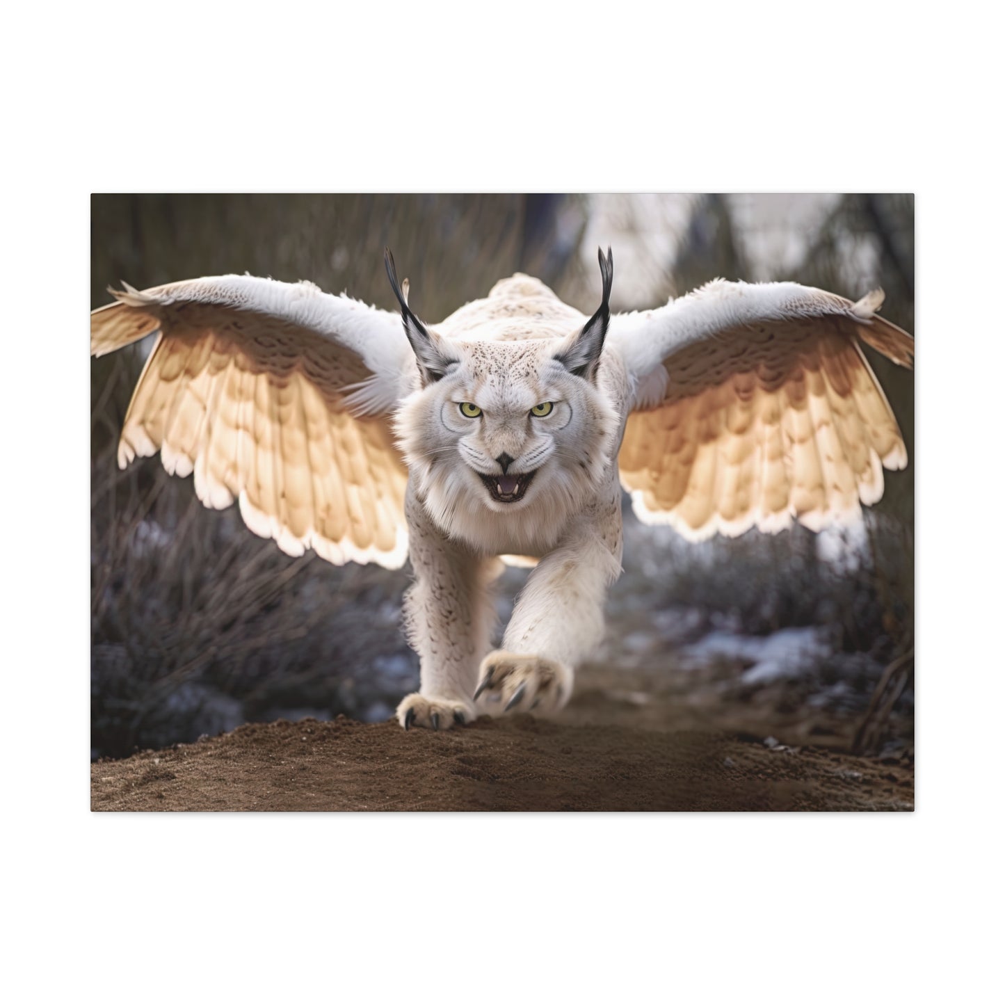 "Ivory Winged Lynx"  Canvas Stretched, 0.75" - Print