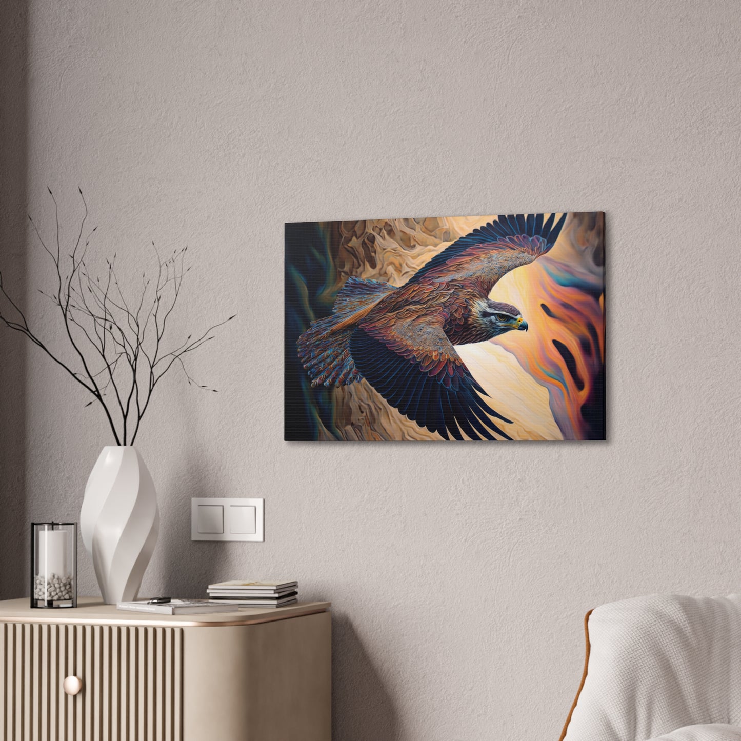 "Falcons Flight"  Canvas Stretched, 0.75" - Print