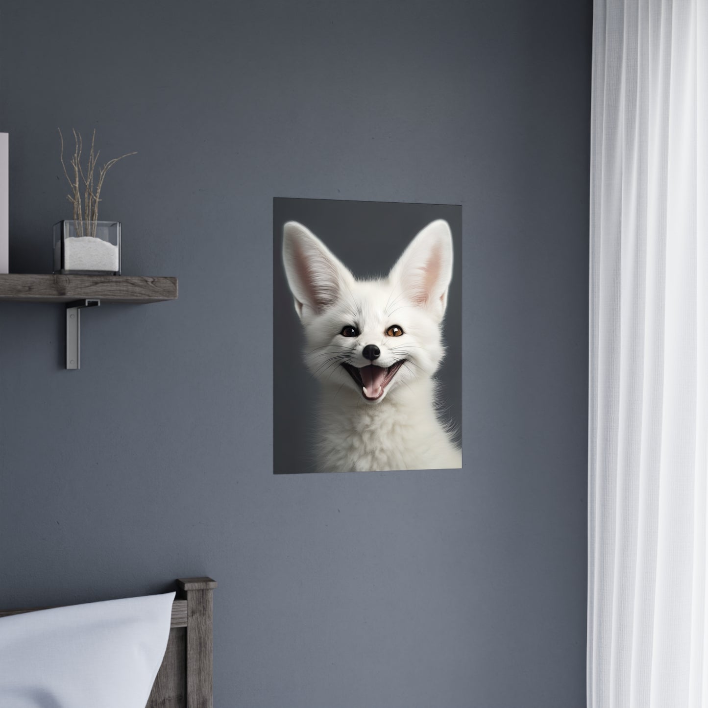 "Happy White Fennec Fox" Poster - Print