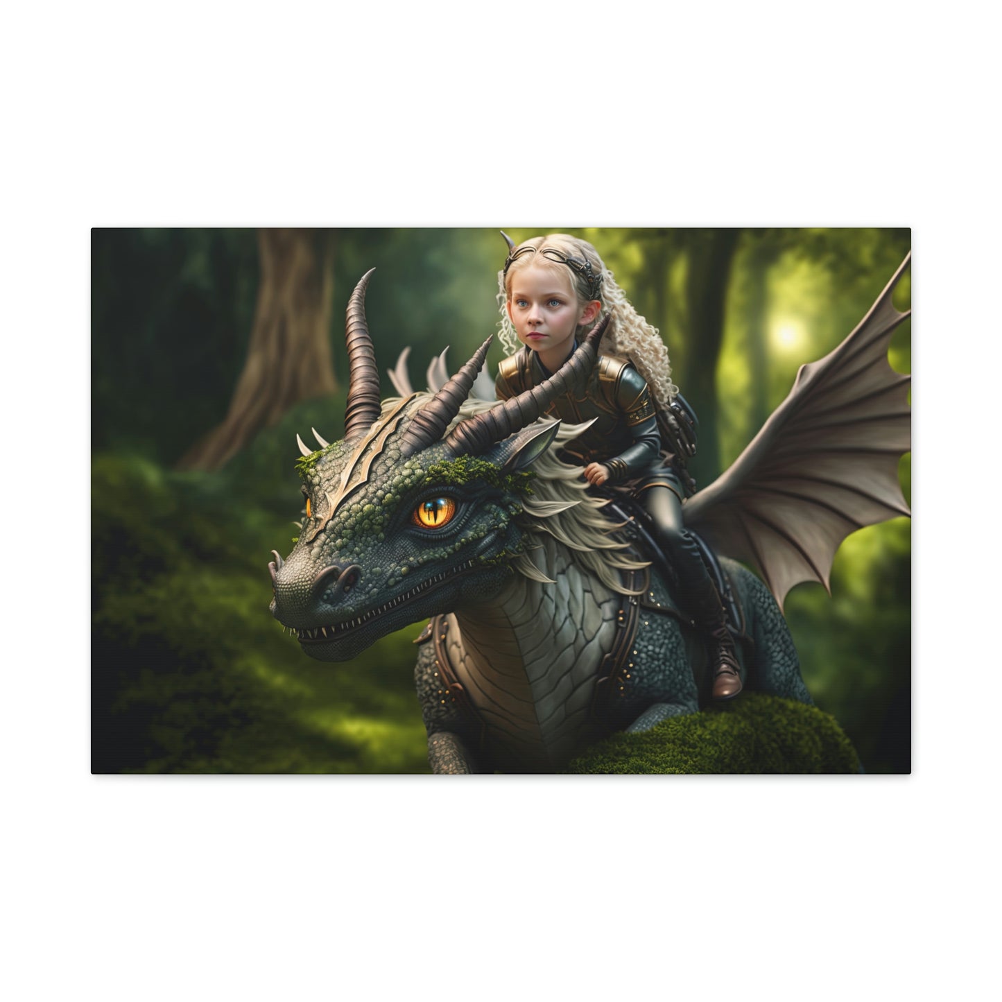 "Fairy Dragon Rider" Canvas Stretched, 0.75" - Print